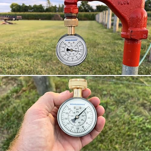 Miniatura 7 de Measureman - Manómetro de presión de agua de 0-200 psi, esfera de 2.5", medidor de presión para boquilla de manguera, probador de presión de agua
