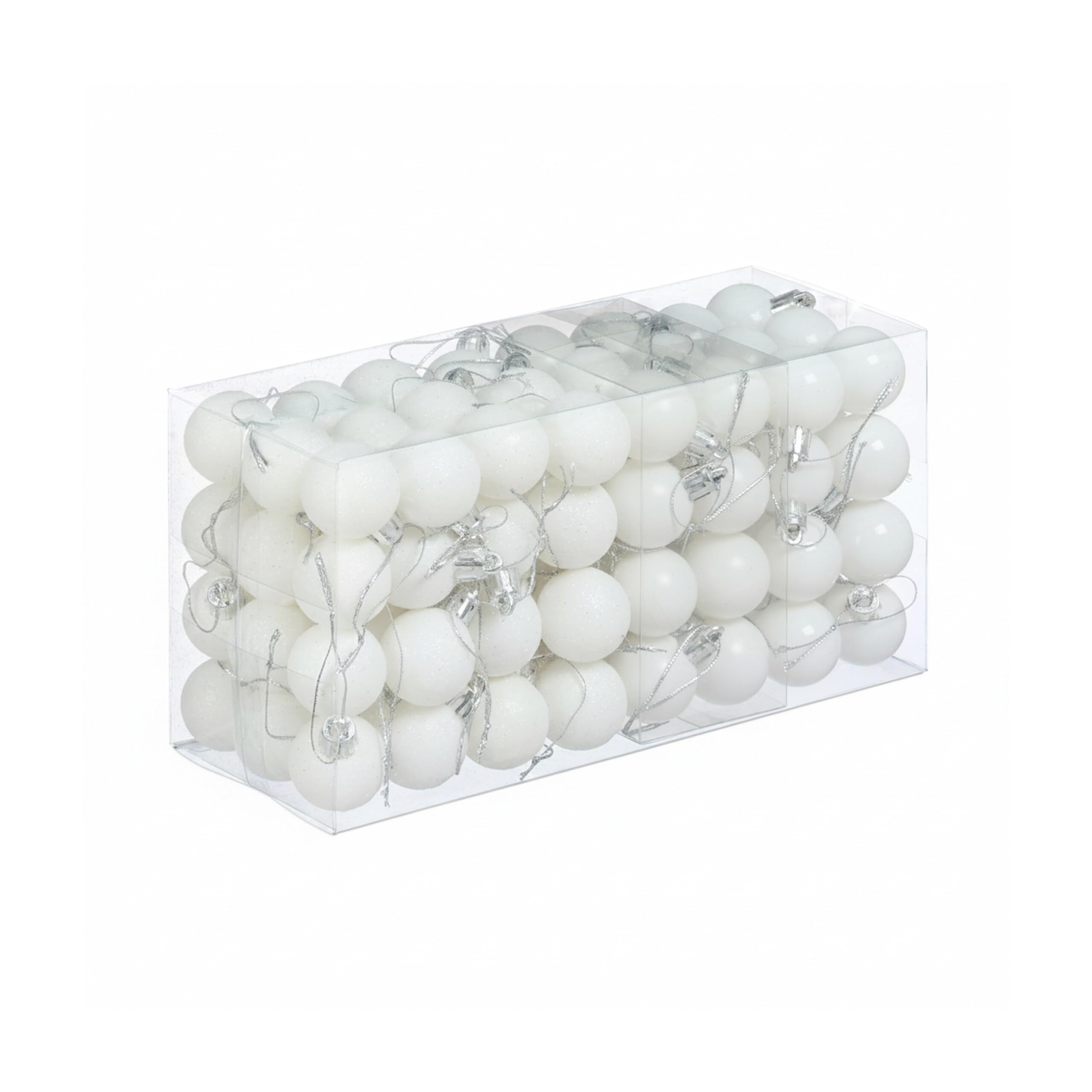 Relaxdays Palline di Natale, Set da 96 Palle Opache, Lucide, Glitterate, HxD: 4x3 cm, Addobbi Albero Natalizi, Bianco