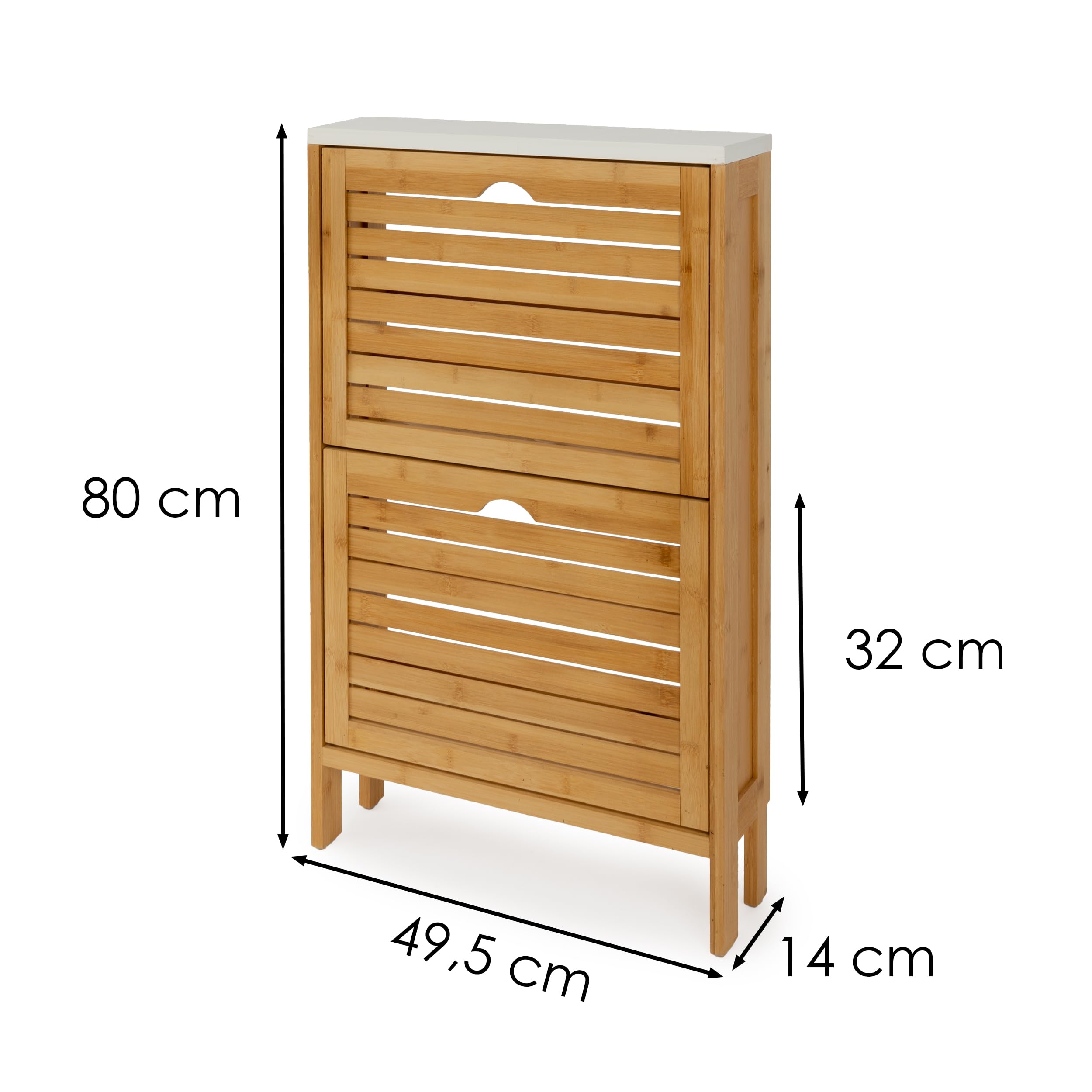 XZ-23022 Zapatero de Madera con 2 Compartimentos 80x49.5x14cm Plegable - Organizador Vertical para Zapatos,Zapatillas de Color Madera Natural