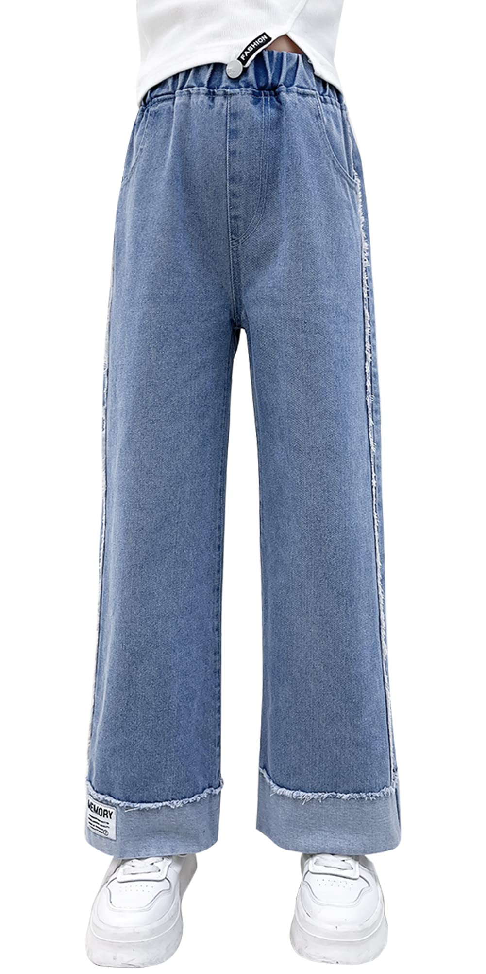 SEAUR Y2K Scheurse jeans voor meisjes, wijd gesneden jeansbroek met