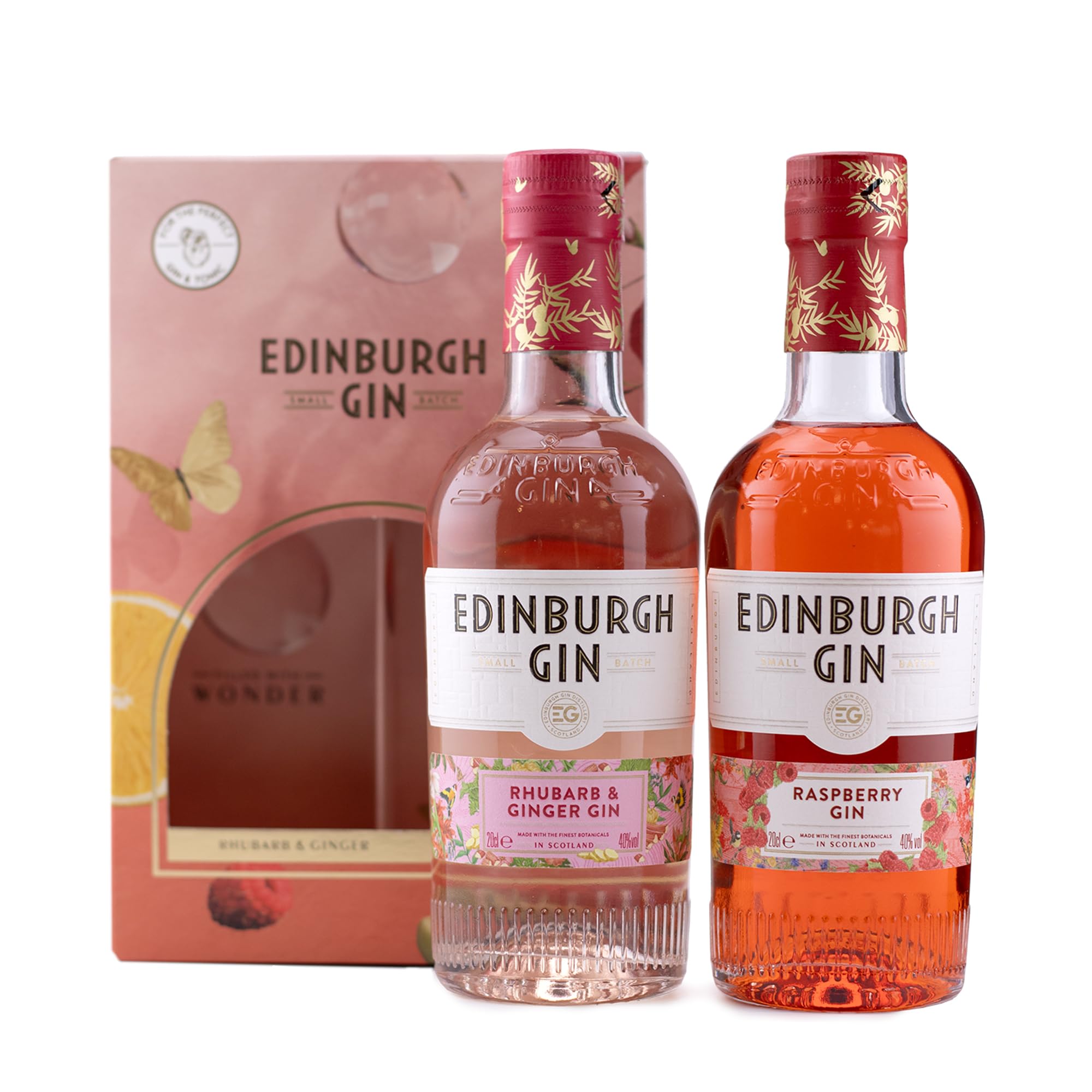 Edinburgh Gin Flavoured Gin Gift Pack | 2 x 20cl | 40% ABV | Featuring Rhubarb & Ginger and Raspberry Gin | Tasting of our Famous Flavours | Perfect for Gifting