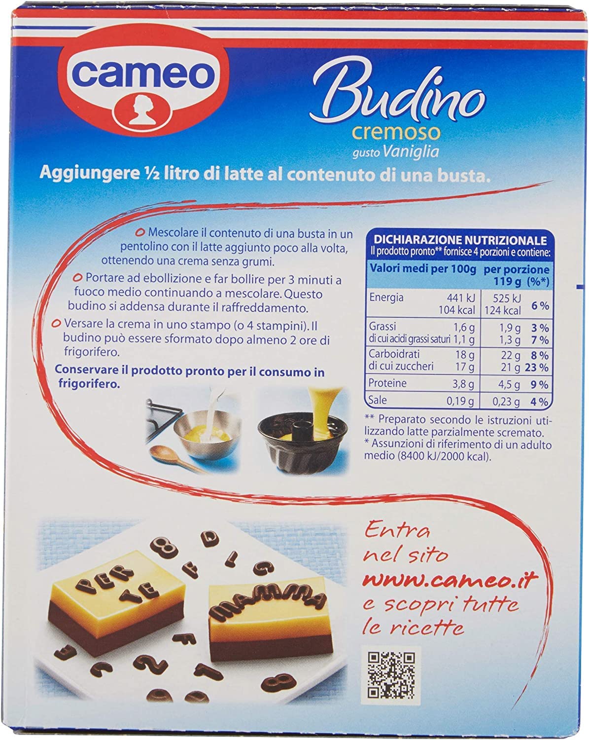 Lot de 6 sacs Cameo Budino vaniglia crémeux et pudding vanille 80 g
