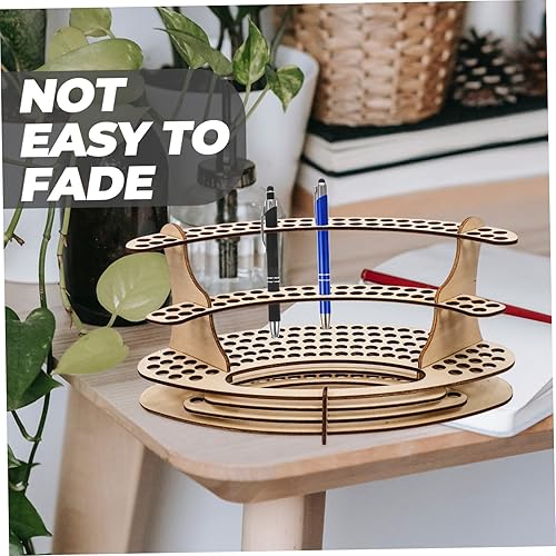 Miniatura 2 de MAGICLULU Soporte de madera para bolígrafo de bricolaje, soporte de exhibición de pasteles para brochas de maquillaje, ranuras verticales, soporte