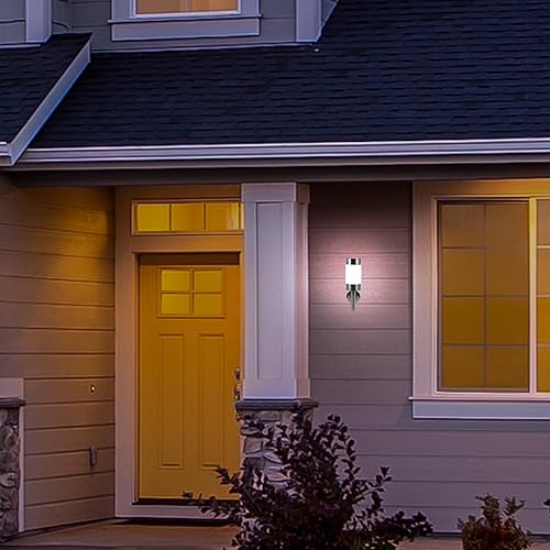 Miniatura 9 de Cabilock 2Pcs Stainless Steel Solar LED Wall Lights Outdoor Lighting for Garden Patio Fence Courtyard with Bright Illumination