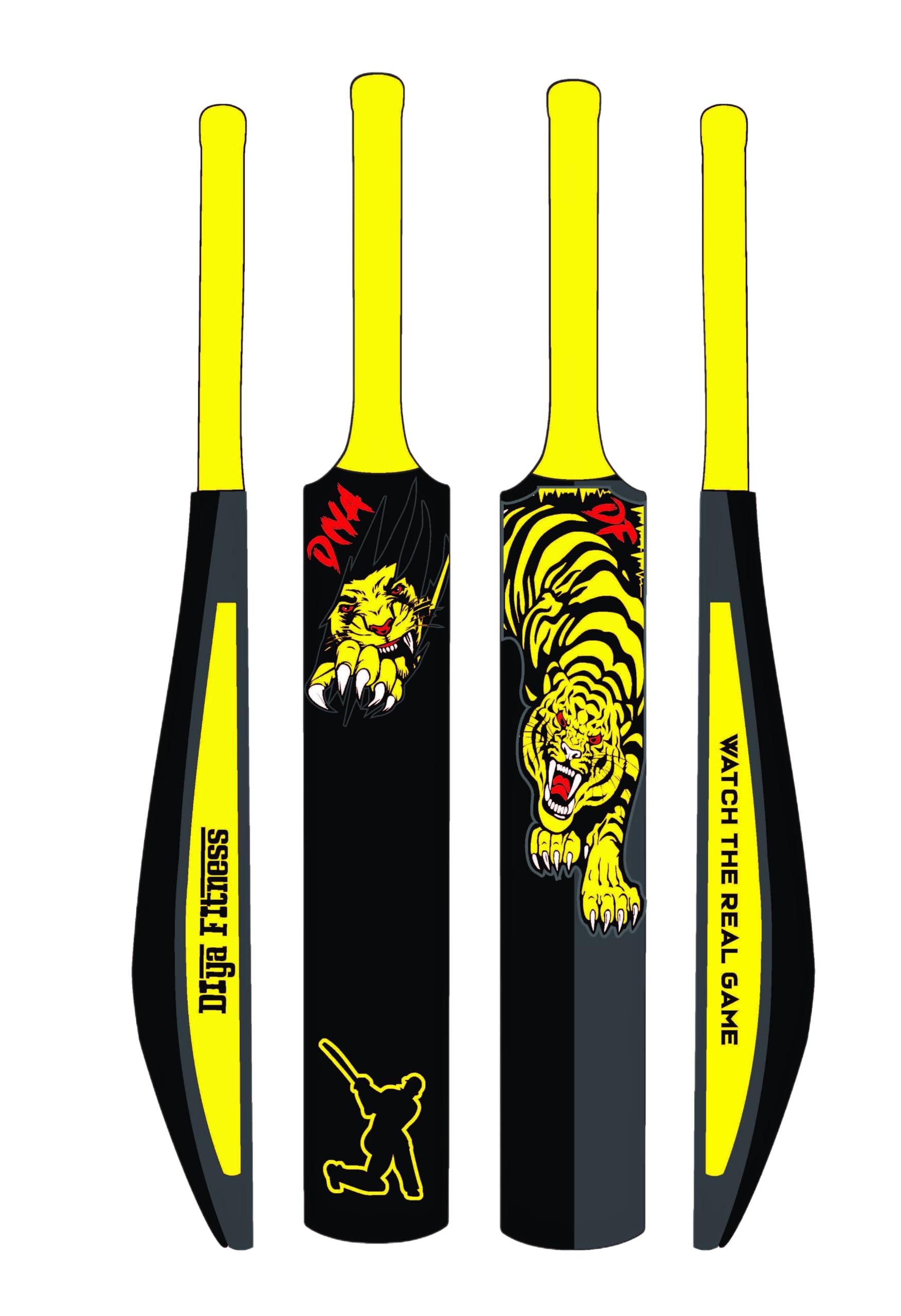 Tiger Cricket Bat – Durable Lightweight Tennis Ball Bat for Youth & Adults | Striking Yellow & Black Design | Watch The Real Game Edition-image-11
