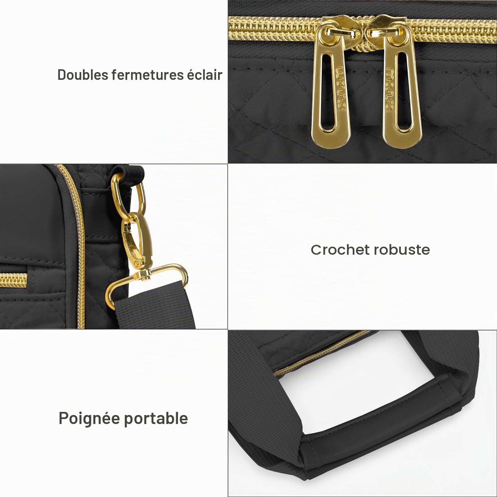 MOSISO Sacoche Ordinateur Portable 16 Pouces,Porte-document Femmes Hommes,15-15,6 Pouces Carré Matelassé Sac Messager d'ordinateur Bureau Voyage avec 3 Poches & Courroie,Noir