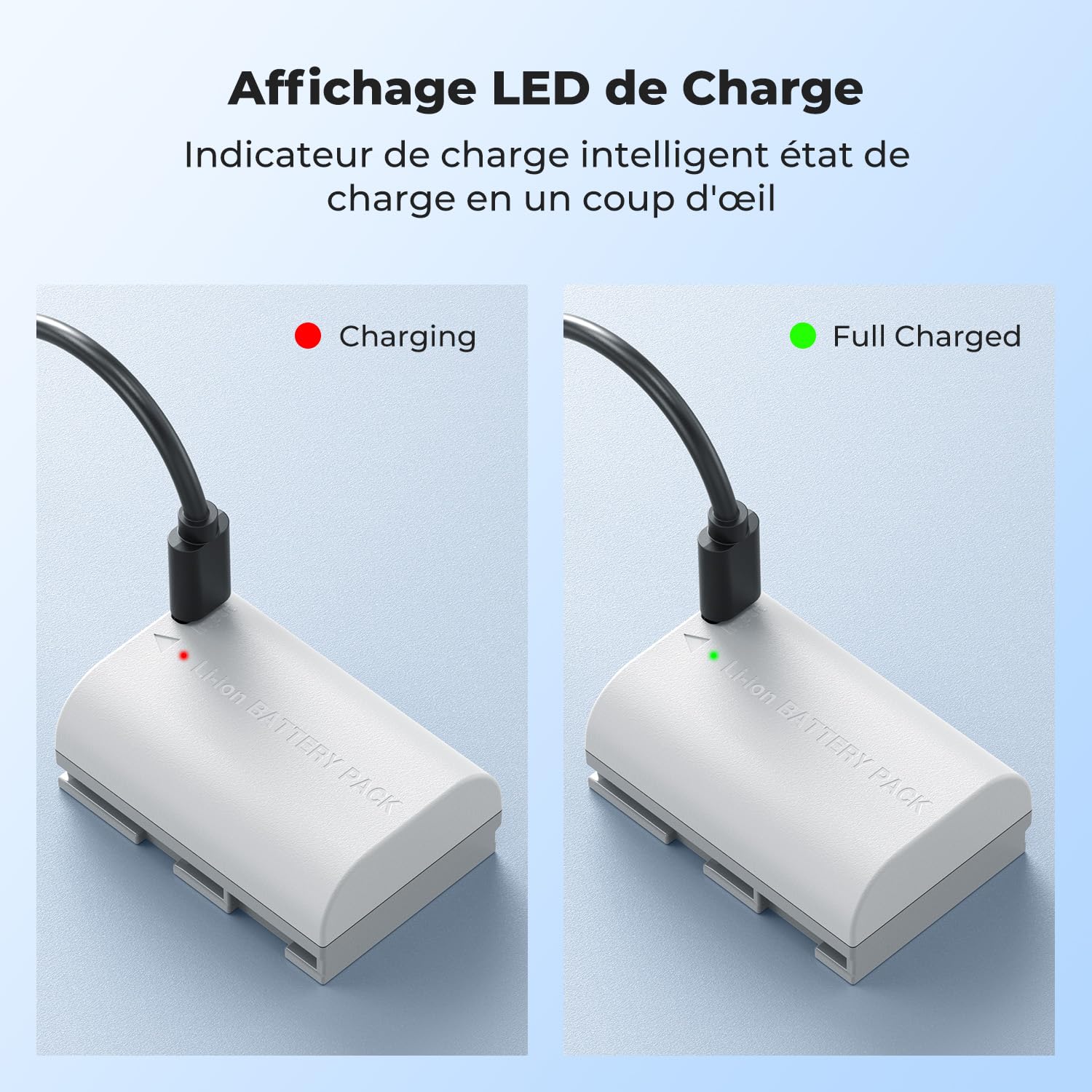 K&F CONCEPT LP-E6NH Batterie de rechange 2600 mAh compatible avec Canon EOS 90D/80D/70D/5D Mark II III IV/5DS SR/6D/6D Mark II/R5 R6 R6 II R7 (2 batteries)