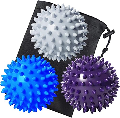Benvo Spiky - Pelotas de masaje, paquete de 3 bolas de lacrosse con rodillo muscular para fascitis plantar, espalda, hombro, alivio del dolor de los