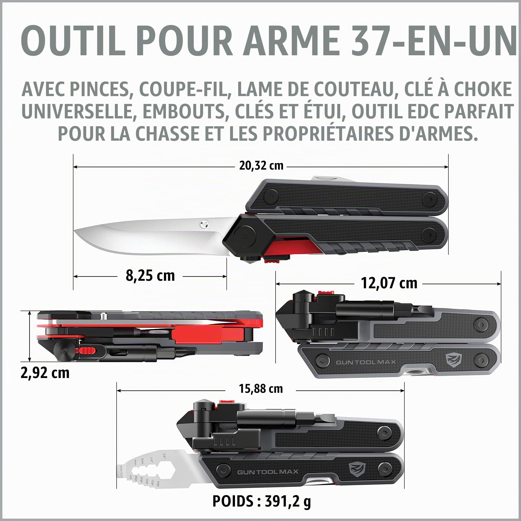 Real Avid AVGTMAX Gun Max Grey Piler Folding Knife Pocket Folder Multi-Tool