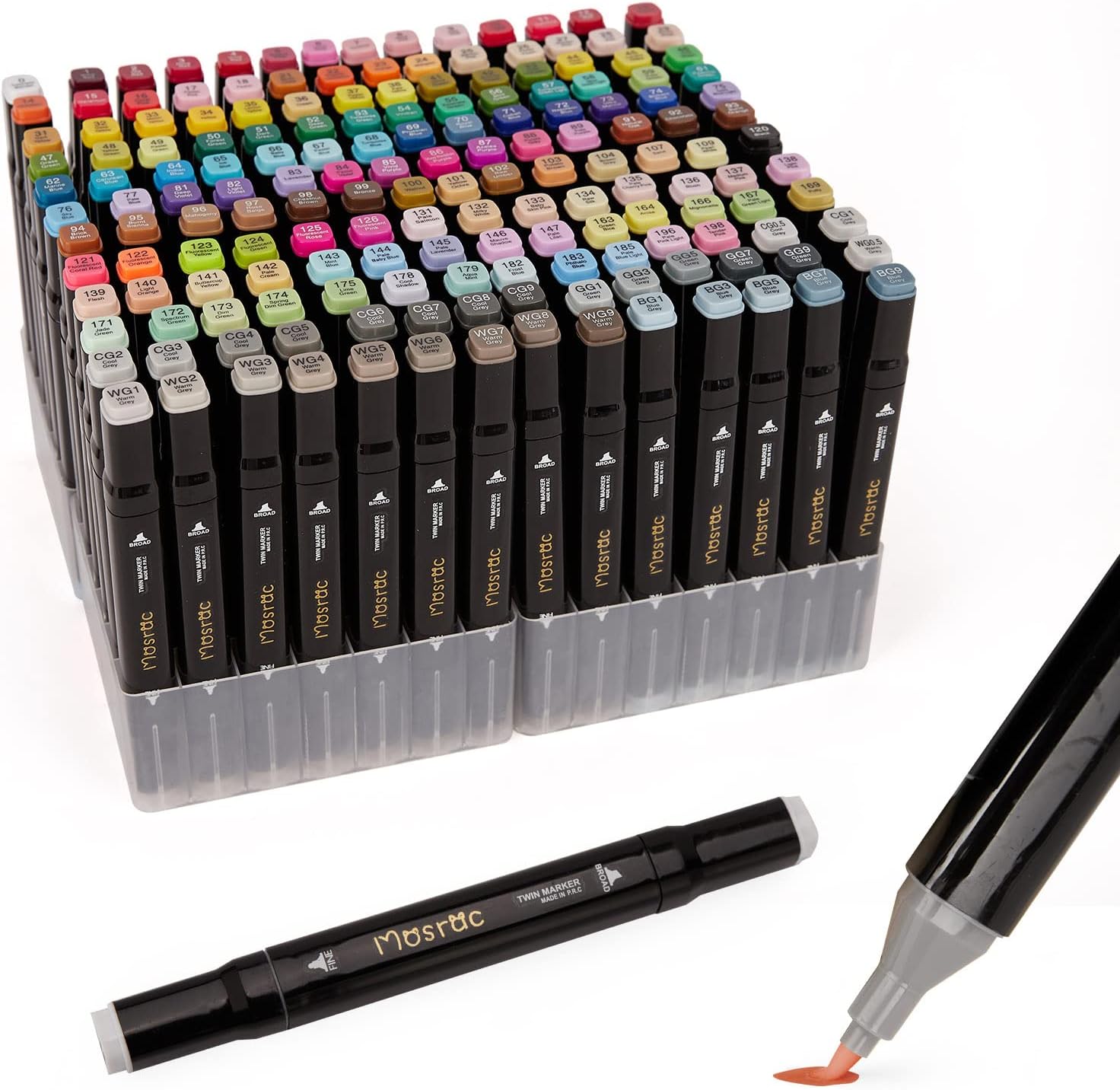 Mosrac Alcohol Markers Set 168 Color Dual Brush Tip Art Paint Permanent