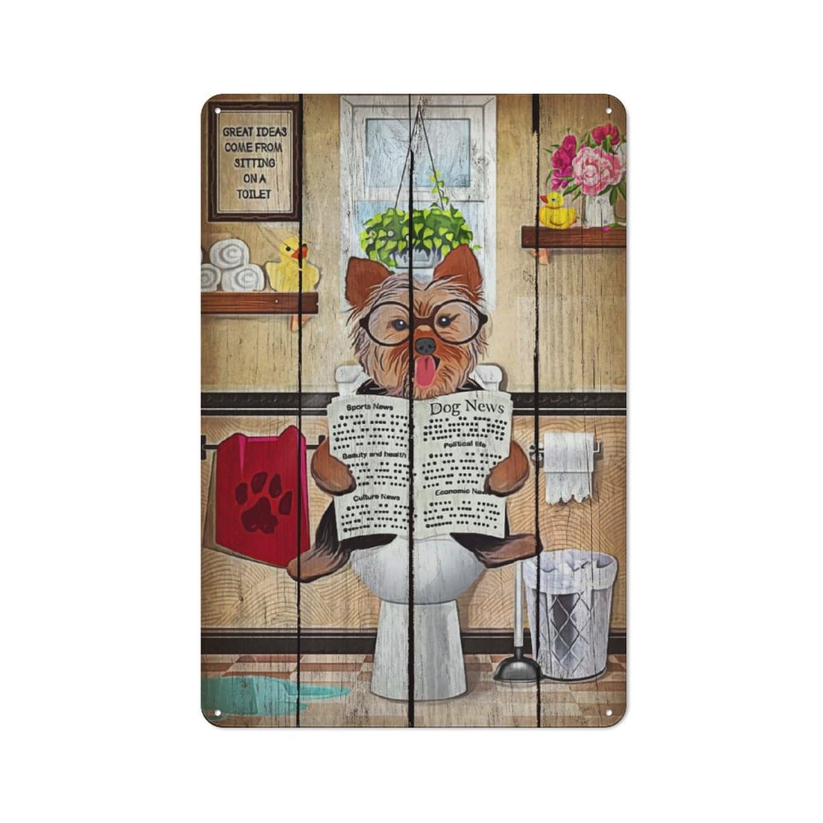 Yorkshire Terrier Modern Vintage Metal Wall Decor 30x20cm, Office Metal Sign for Office, Study, Studio Or Hallway