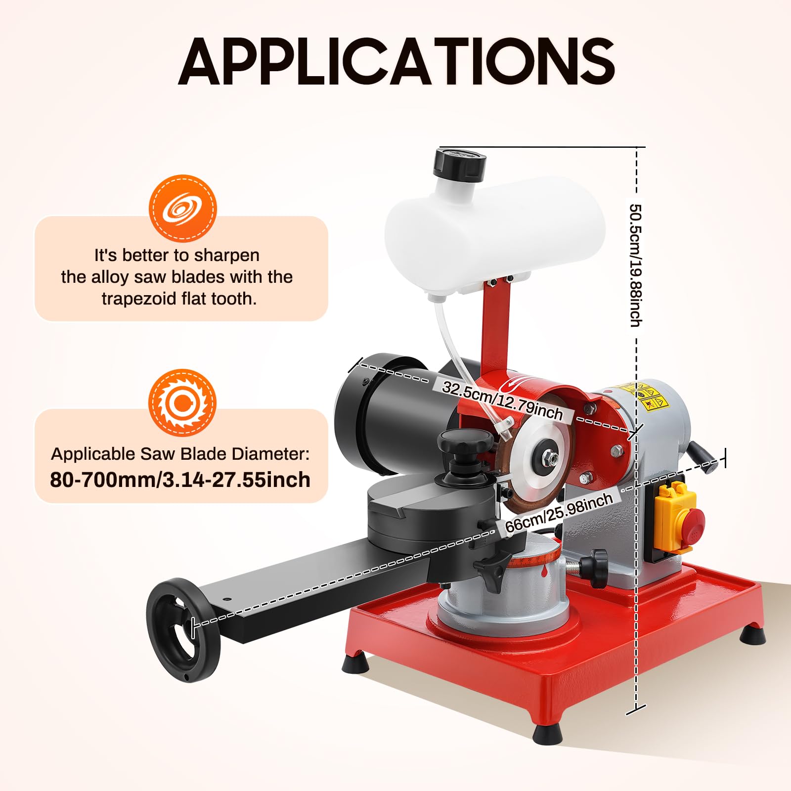 370W Schärfmaschine Elektrisch Sägeblattschärfgeräte, Kreissägeblattschärfer 80-700mm Sägeblätter 2850RPM Schärfmaschine für Kunststoff, Holz, Aluminium