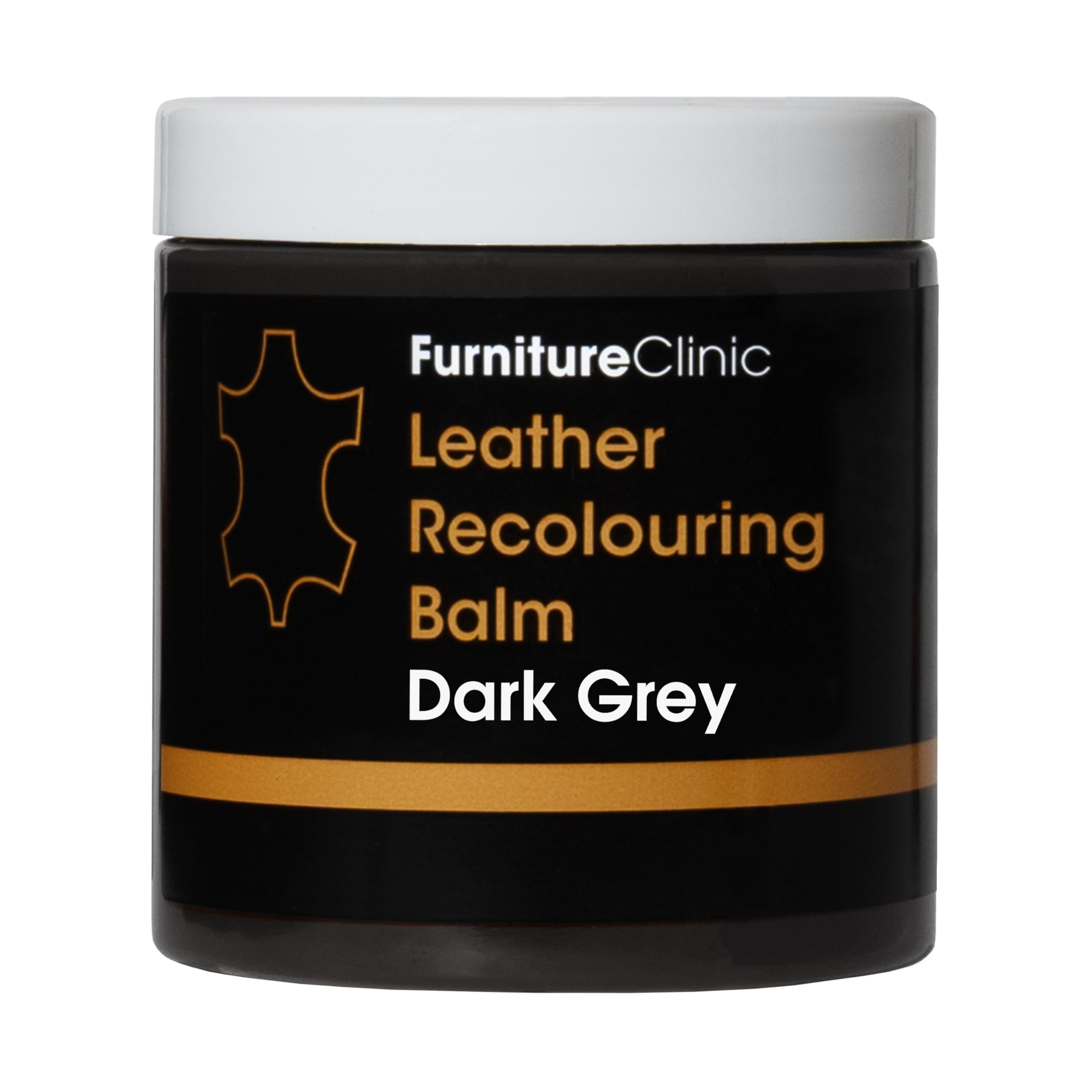 Furniture Clinic Leather Recolouring Balm - Leather Colour Restorer for Sofas, Leather Colour Repair for Faded & Scratched Leather Upholstery, Car Seats, Shoes and Clothing - 16 Colours (Dark Grey)