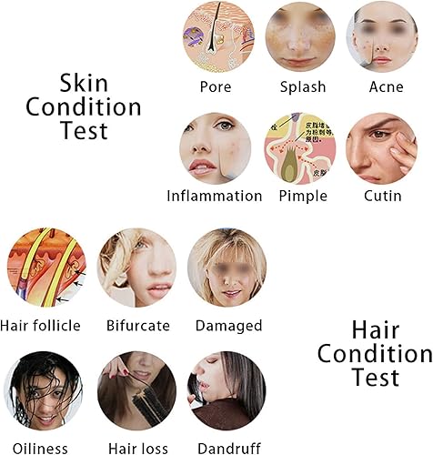 Miniatura 4 de Asixxsix Analizador de pelo de diagnóstico de piel, pantalla LCD de 5 pulgadas Detector de piel digital Probador de piel de cabello Analizador de