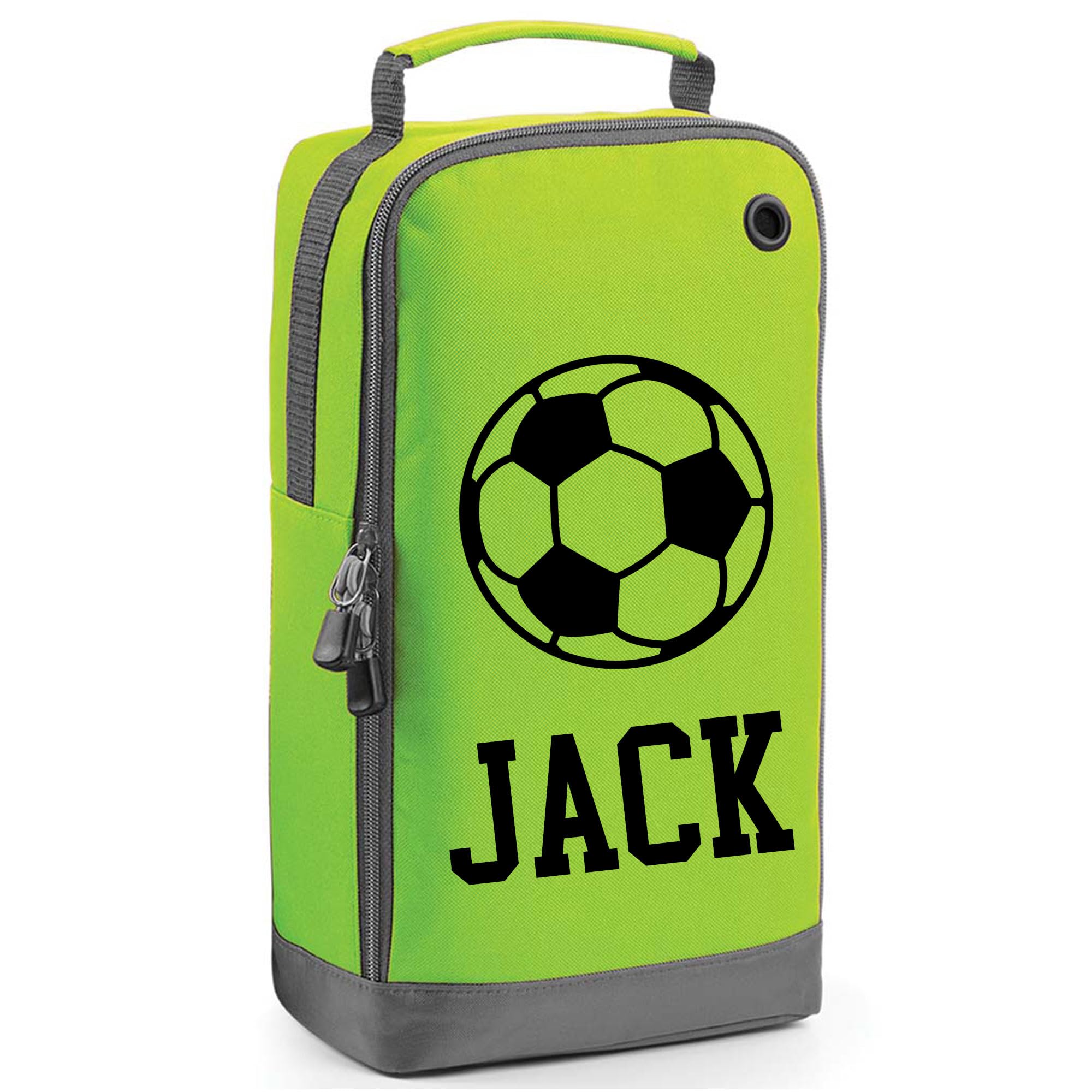 Personalised Football Boot Bag with Name - Lime Ball Design Sports Gift