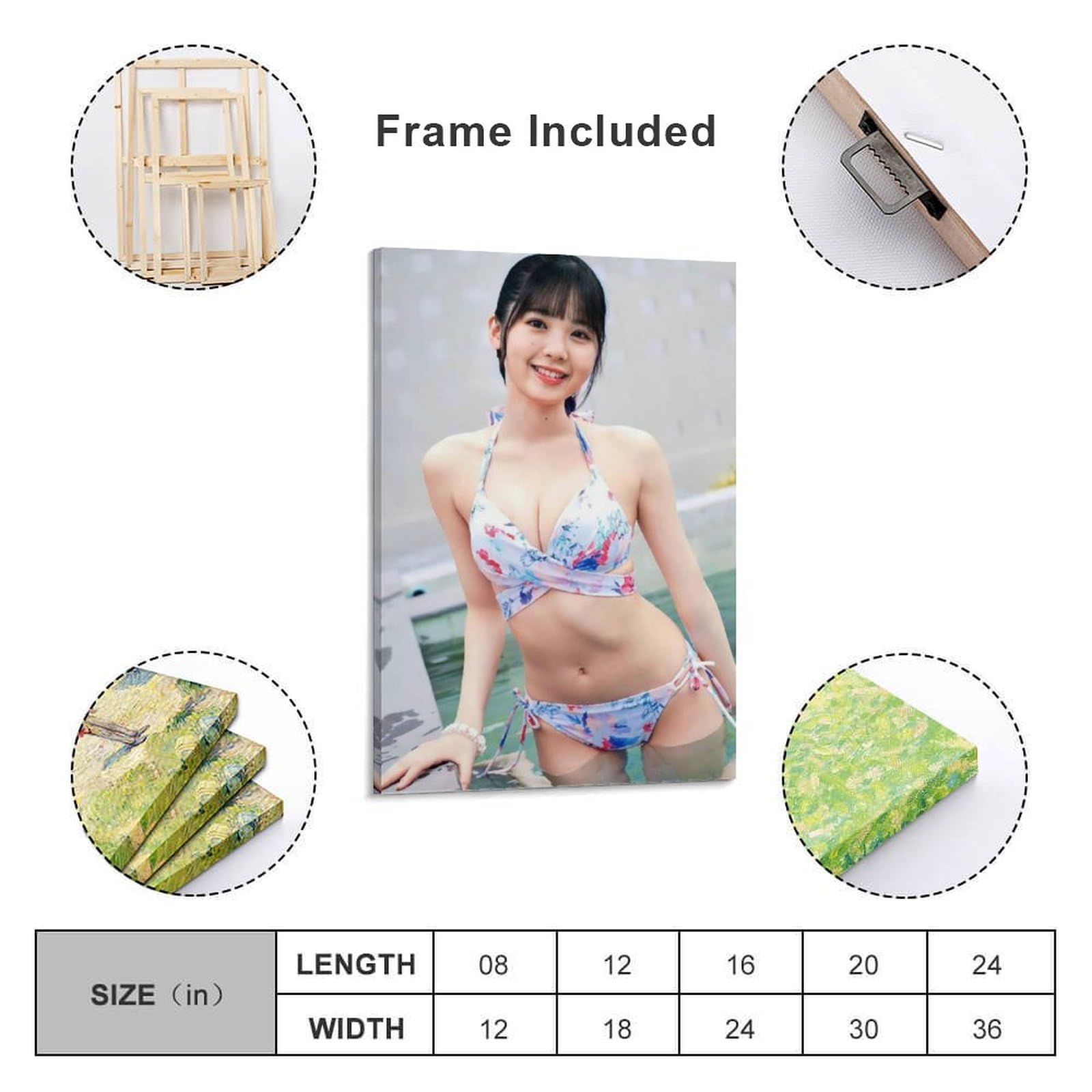 Amazon.co.jp: 筒井あやめ水着 ウォールアート キャンバス 印刷 画像