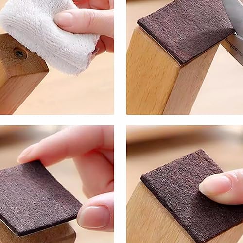 Miniatura 5 de 6 almohadillas cuadradas de fieltro para muebles, de 4 x 4 pulgadas, autoadhesivas, cortables, antiarañazos, protectores de suelo para patas de