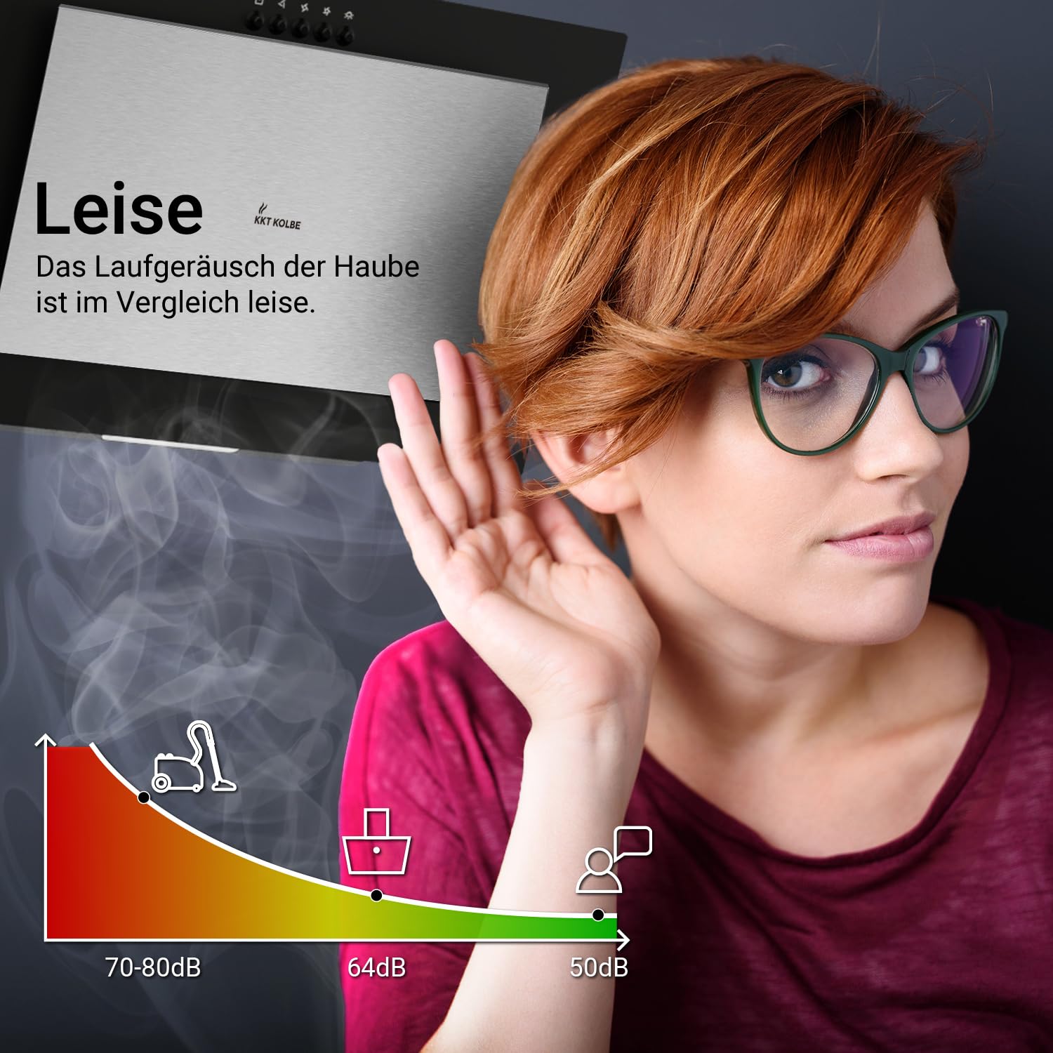 KKT KOLBE Kopffrei-Dunstabzugshaube VTH601ED, 60 cm | Abluft und Umluft, Edelstahl und Glas, schwarz-silber, LED-Beleuchtung, Druckknopf-Bedienung