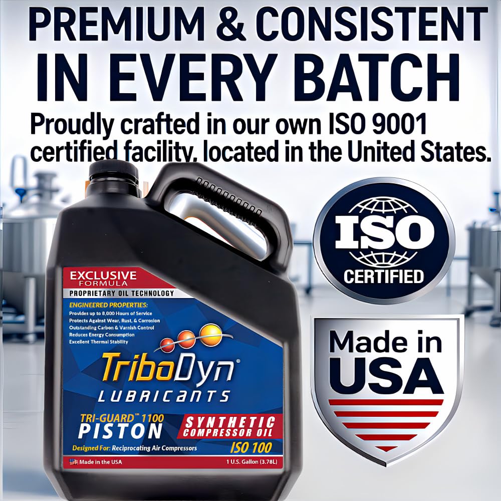 8,000-Hour Full Synthetic Non Detergent Air Compressor Oil - TRI-Guard 1100, ISO 100, SAE 30 Piston Compressors- 4-1 Gallon Jugs (4 Gallon Case)