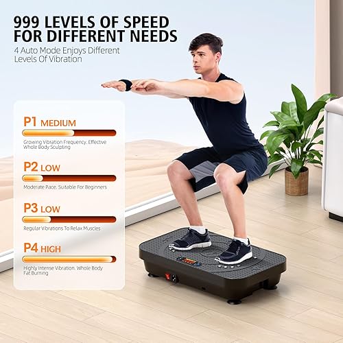 Miniatura 5 de Máquina de ejercicios de placa de fitness con vibración, modo automático profesional de cuerpo completo, promueve la circulación linfática, quema