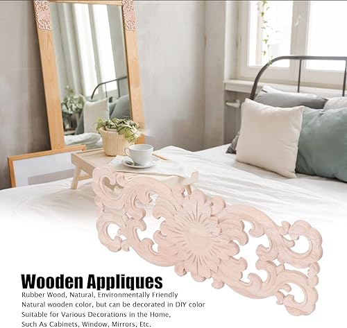 Miniatura 2 de Apliques de madera decorativos de madera, apliques de madera tallada para bricolaje, adornos de madera decorativos para puerta de cama, armario,