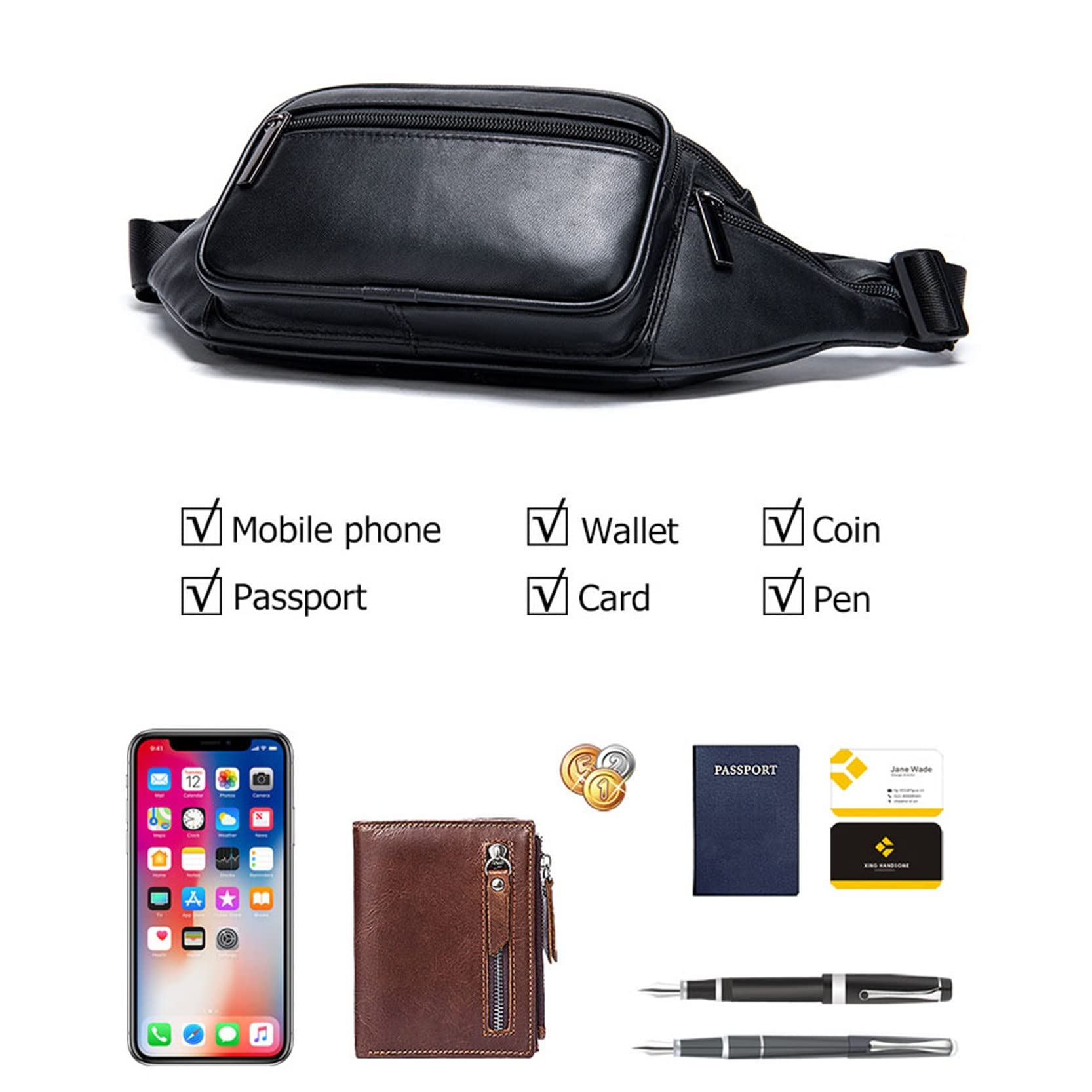 Męska damska nerka nerka nerka, nerka z prawdziwej skóry, torba na klatkę piersiową, moda biodrowa, torba na talię, etui na telefon dla mężczyzn i kobiet, podróż, wędrówki, bieganie, jazda na rowerze, chodzenie, talia, fantazyjna torba dla kobiet, mężczyz