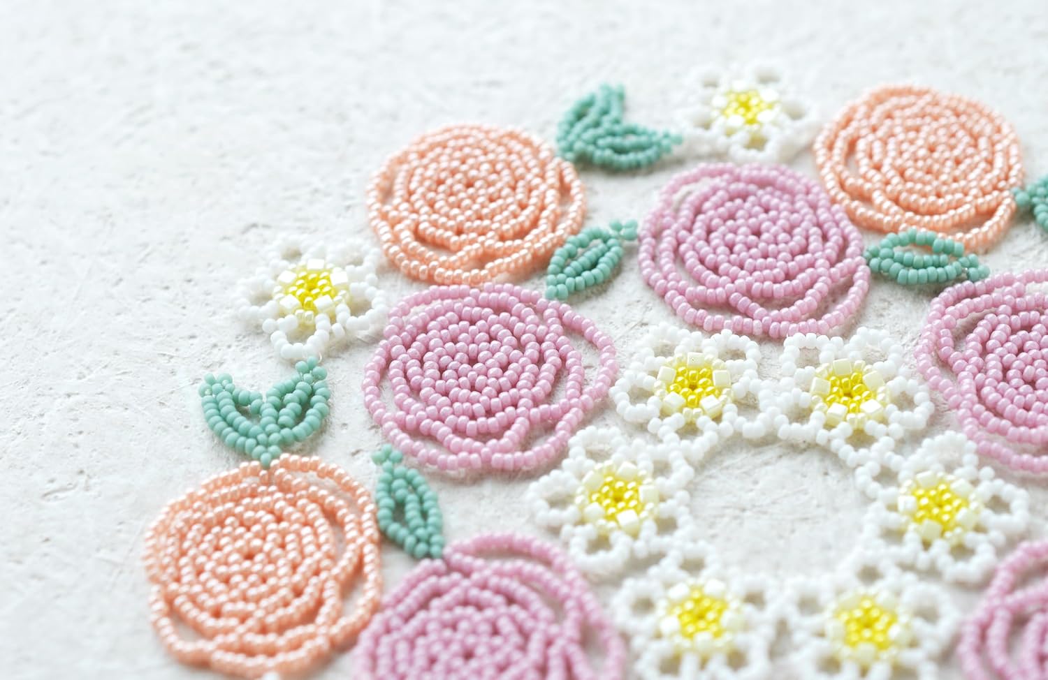 Miyuki Beads LK016 Bead Racing Flower Doilies Kit, Size Approx. Diameter 5.9 inches (12.6 cm), Rose *Frame (Bead Frame Stand) H7634 Sold Separately