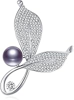 RAINBOW BOX Leaf Brooch Pin with Pearl & Swarovski Crystals - Elegant Women's Fashion Jewelry Brooch