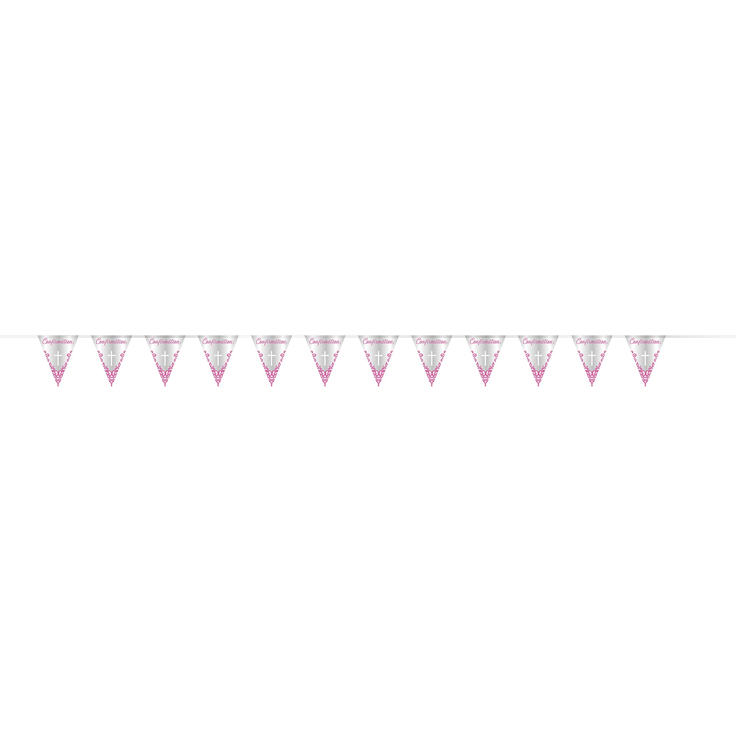 Pink Confirmation Bunting Party Decoration Pink Silver Foil Flag Banner Garland
