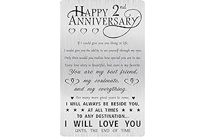 Alotozo 2nd Anniversary Personalized Gift for Him, Engraved Wallet Card Keepsake