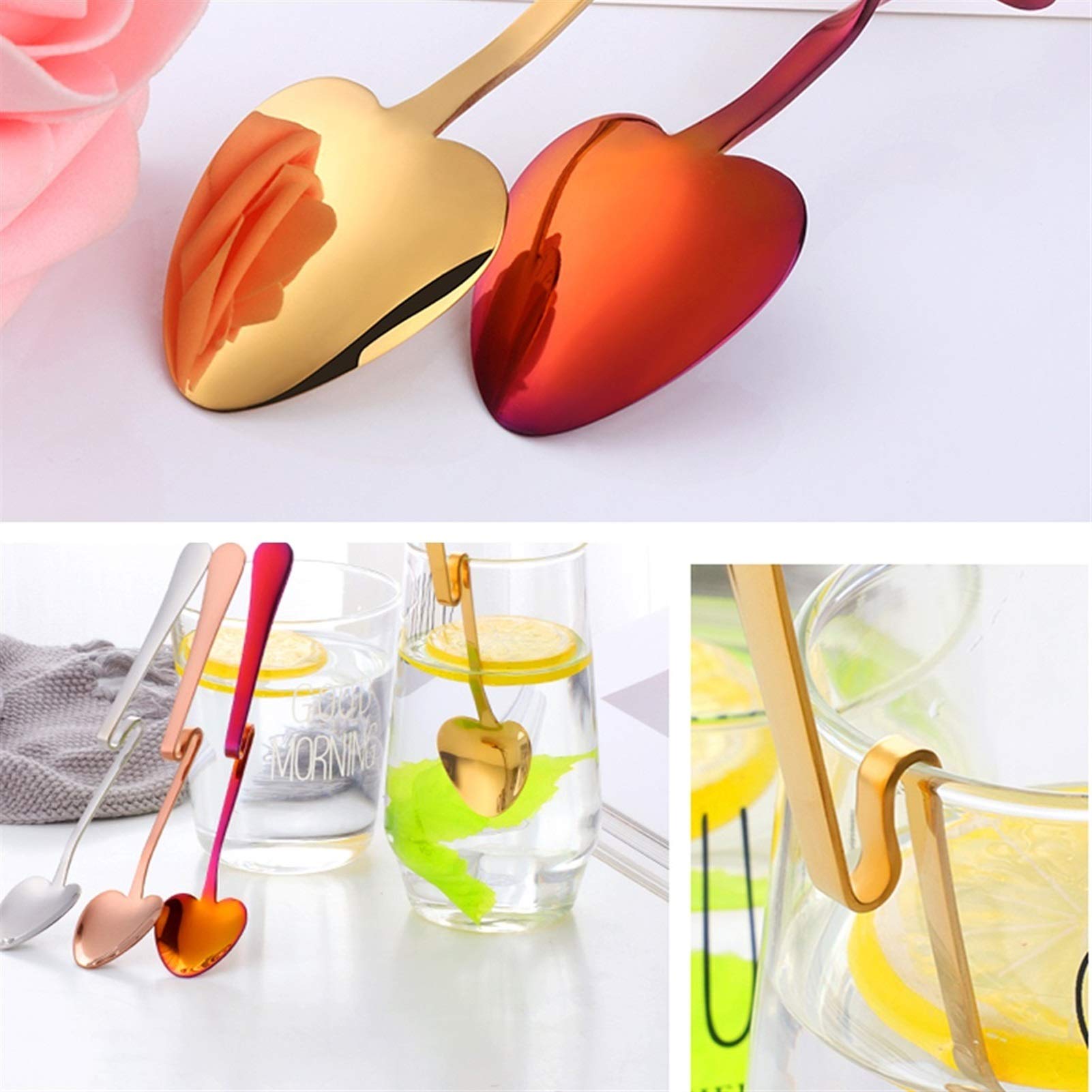 Cucharas de Postre 304 Acero inoxidable Café conmovedor Cuchara Cuchara Restaurante Cafetería Copa Cucharada Cuchara Bebida Rodera de agitación Leche Tea Leche Miel Rodilla de Varilla Miel ​Cucharas d