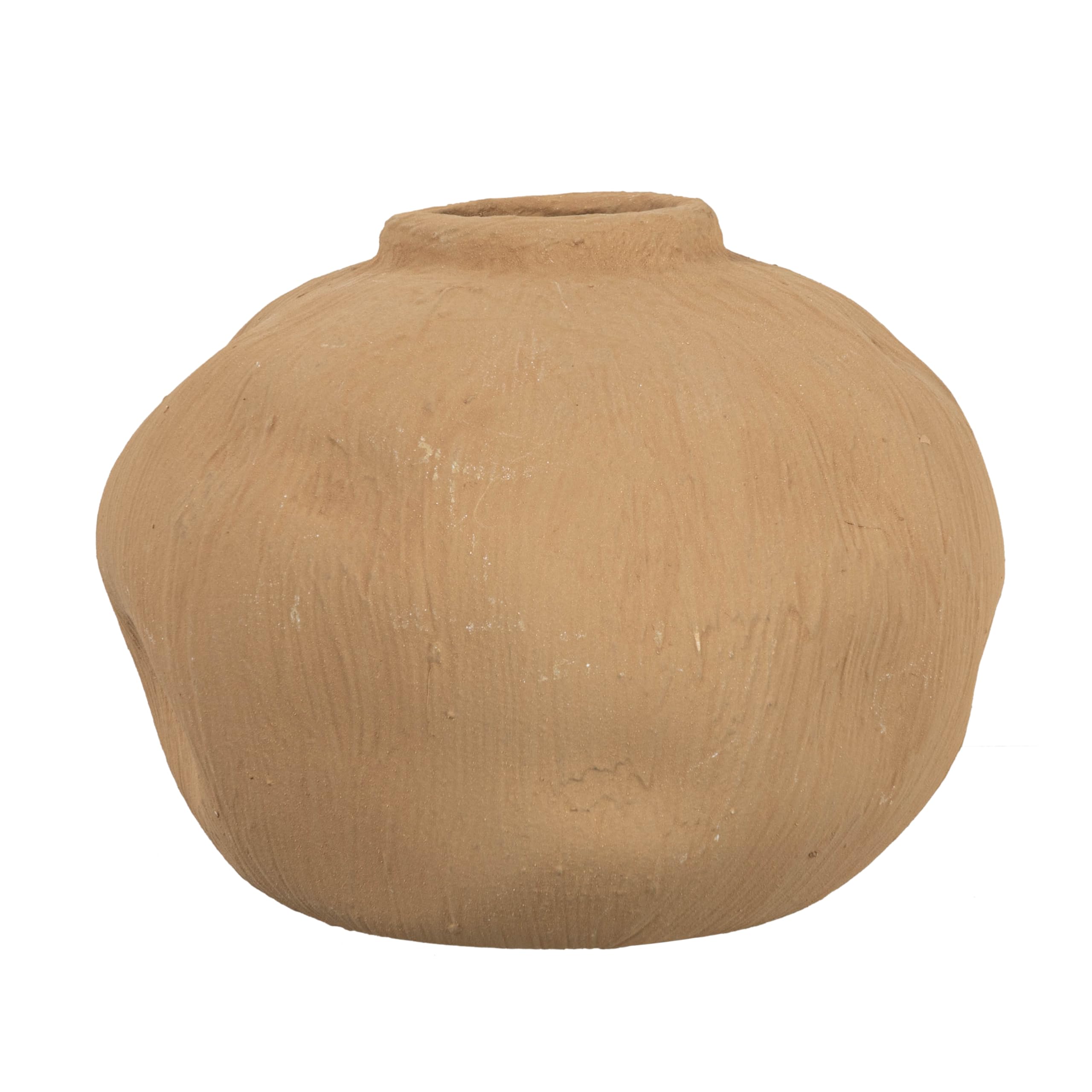 Creative Co-Op Pinched Organic Shape Terracotta Vase, Textured Taupe