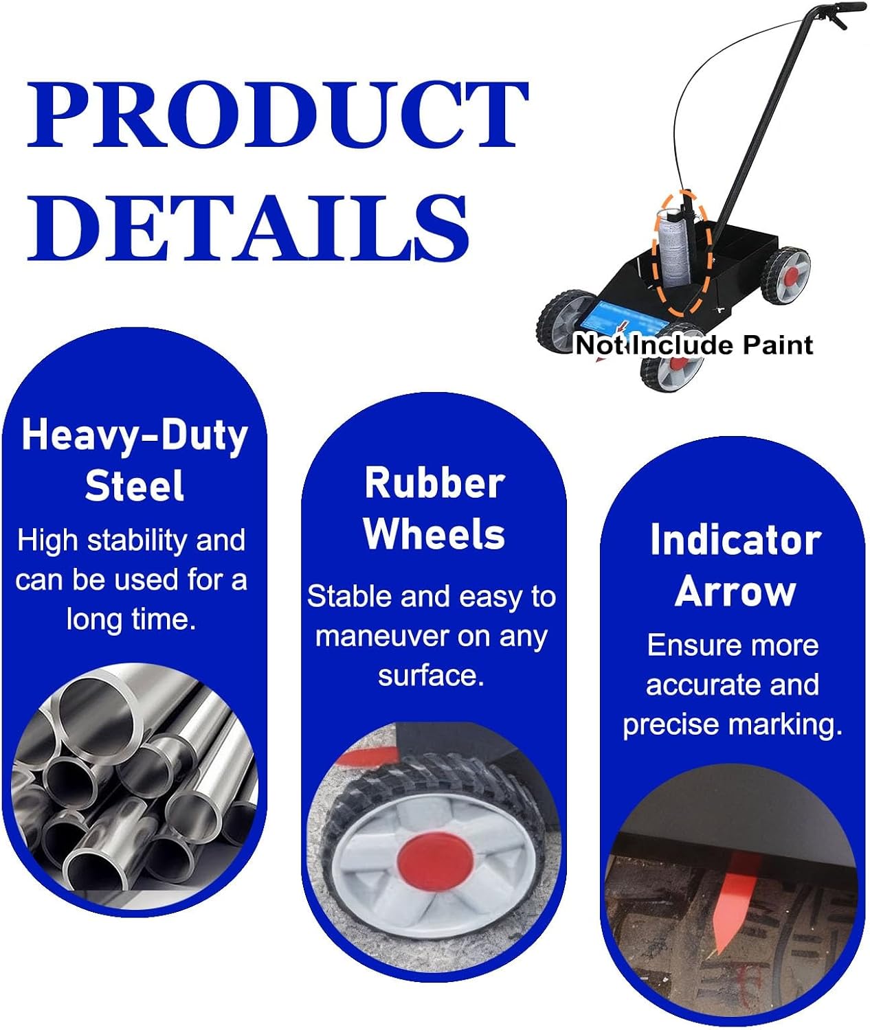 Striping Machine Walk Behind Striping Line Marking Machine, Detachable Field Line Striping Machine, Heavy Duty Metal Line Marking Applicator, Easy to Install