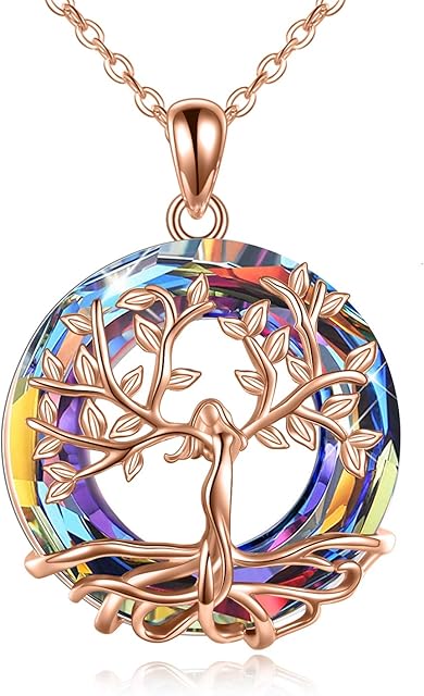 Tree of Life Necklace for Women 925 Sterling Silver Pendant with Crystal, Fine Jewellery Gifts for Wife, Mum and Girlfriend