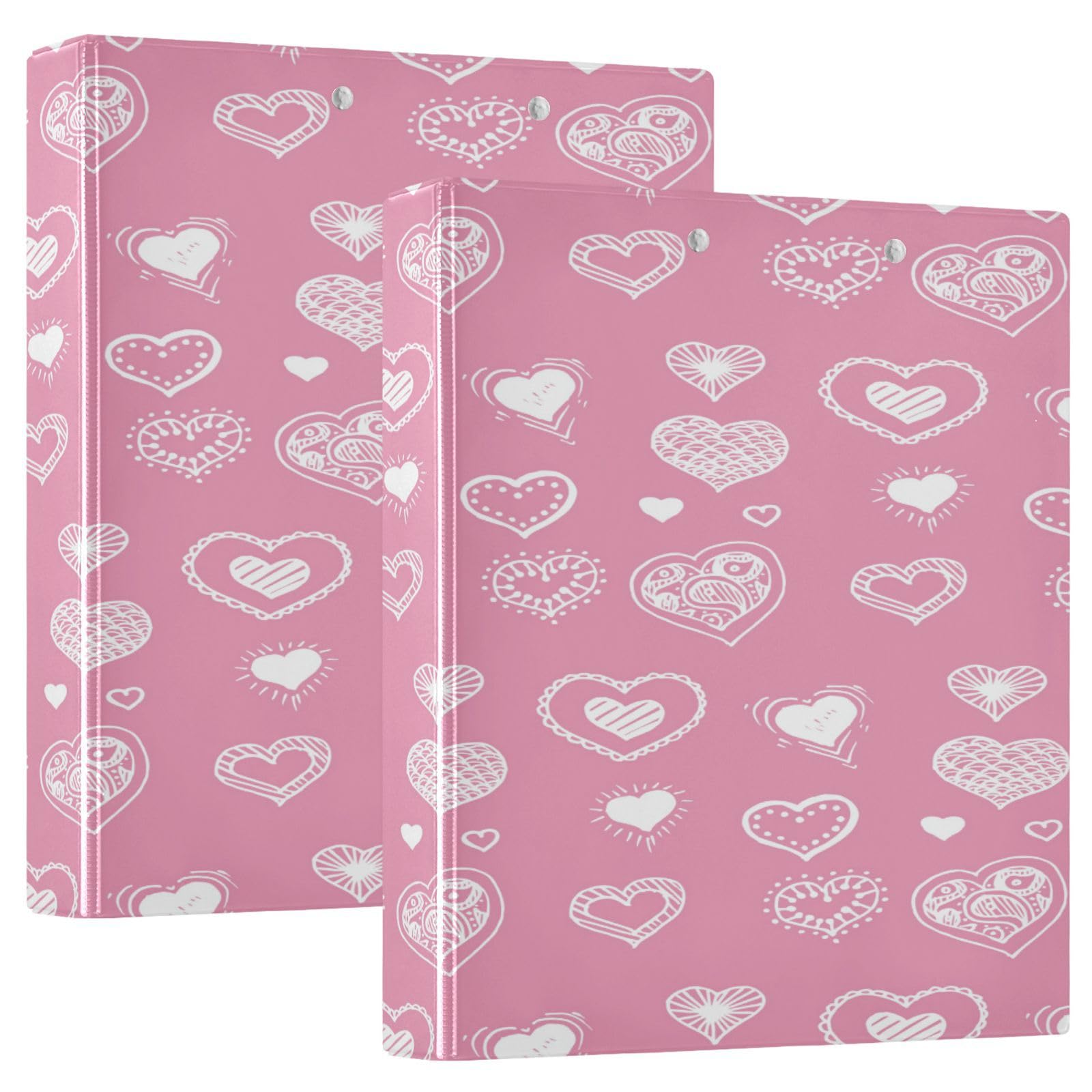 SKYSHU Love Heart - Raccoglitori ad anelli rotondi con 3 tasche interne in PVC trasparente, impermeabili, robusti, 3,8 cm, con clip in metallo antiscivolo, raccoglitori versatili per 200 fogli,