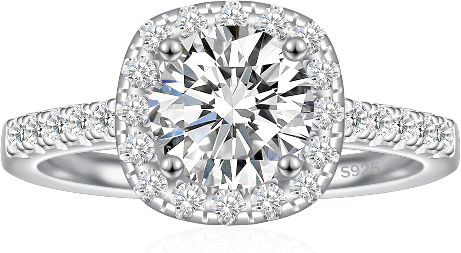 1.5/2/3CT 925 Sterling Silver Engagement Rings for Women Cushion Cut Cubic Zirconia Wedding Rings for Women Promise Rings for Her Size 4-12.5