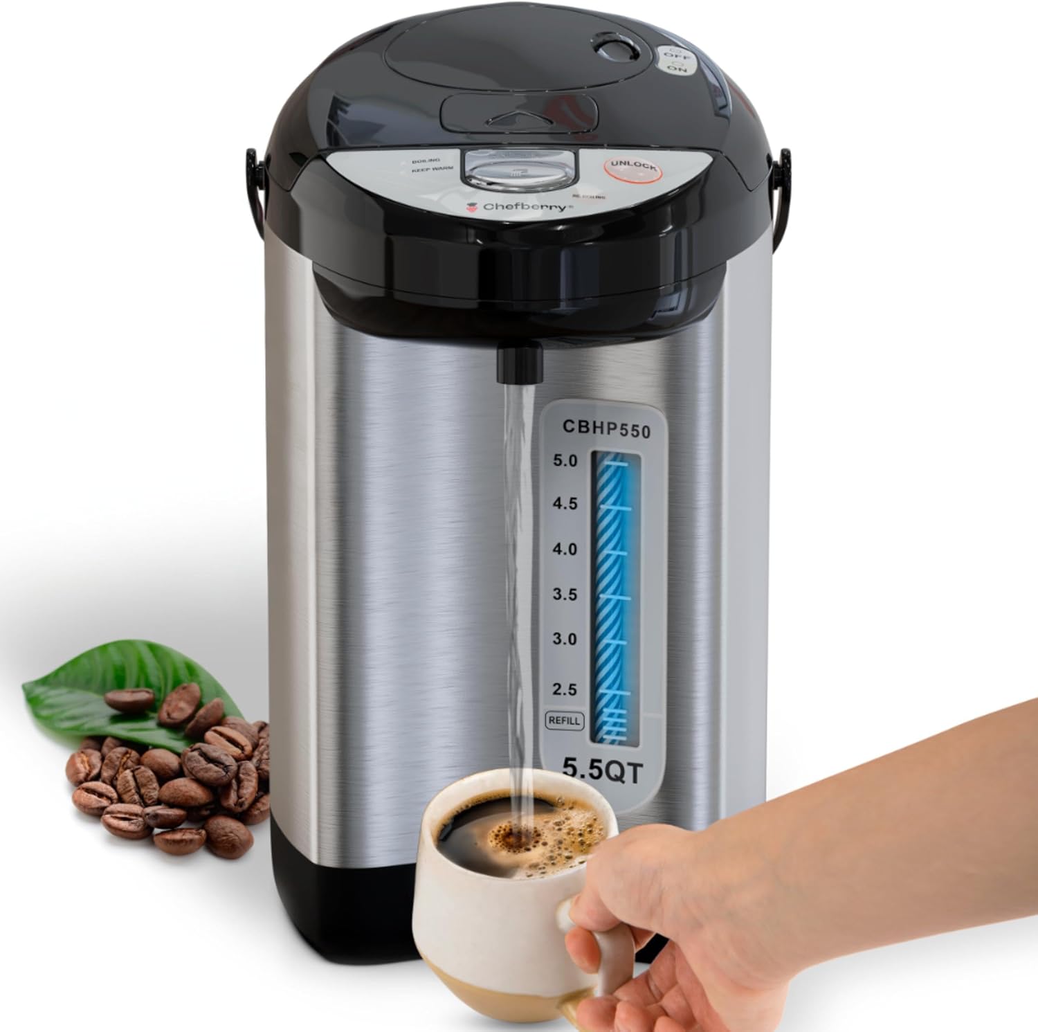 Premium 4 QT Hot Water Boiler and Warmer With auto dispense and Manual Pump, Quick Heatup and Keep-Boil Function for Instant On-Demand Hot Water Anytime, Boil-Dry Protection, ETL Approved