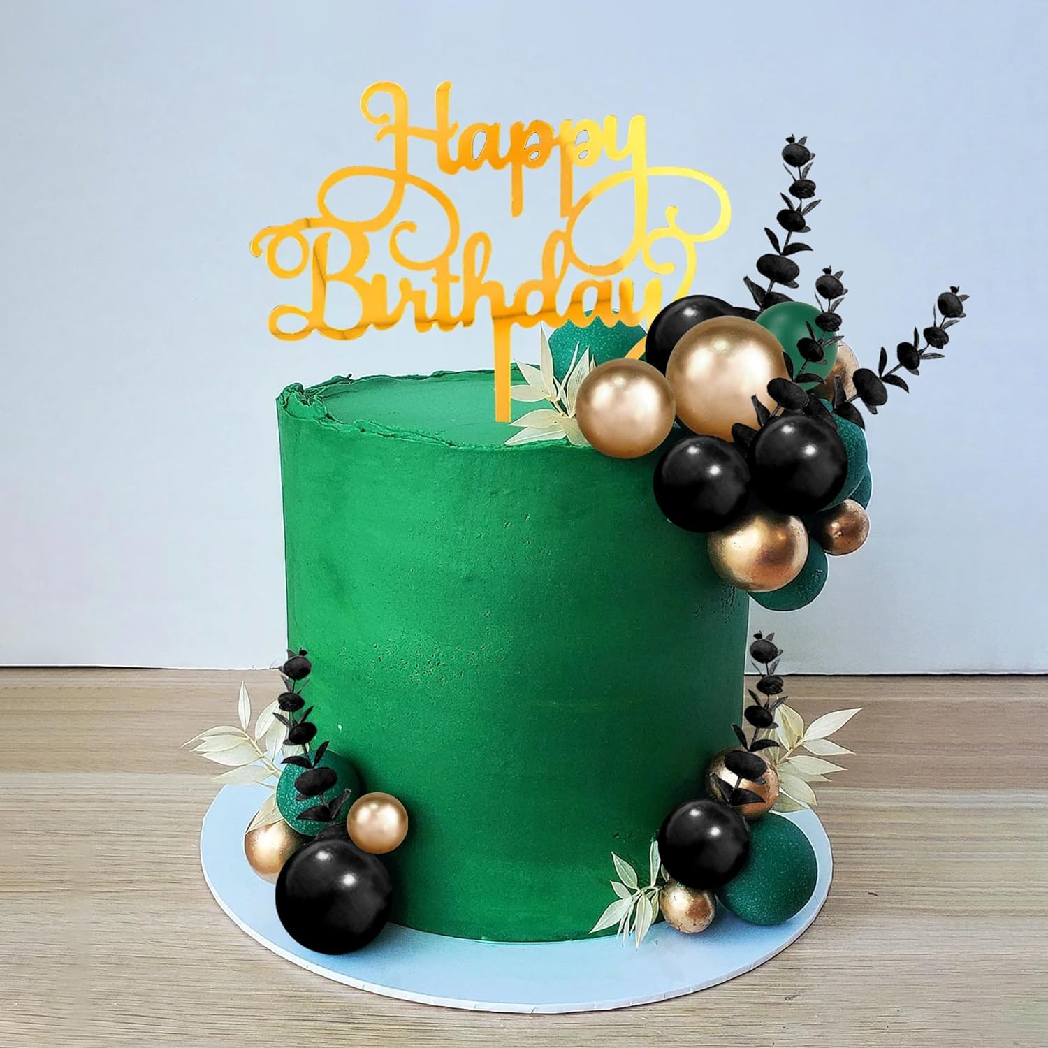 Topper Per Torta In Stile Bohémien, Con Palline Dorate E Nere