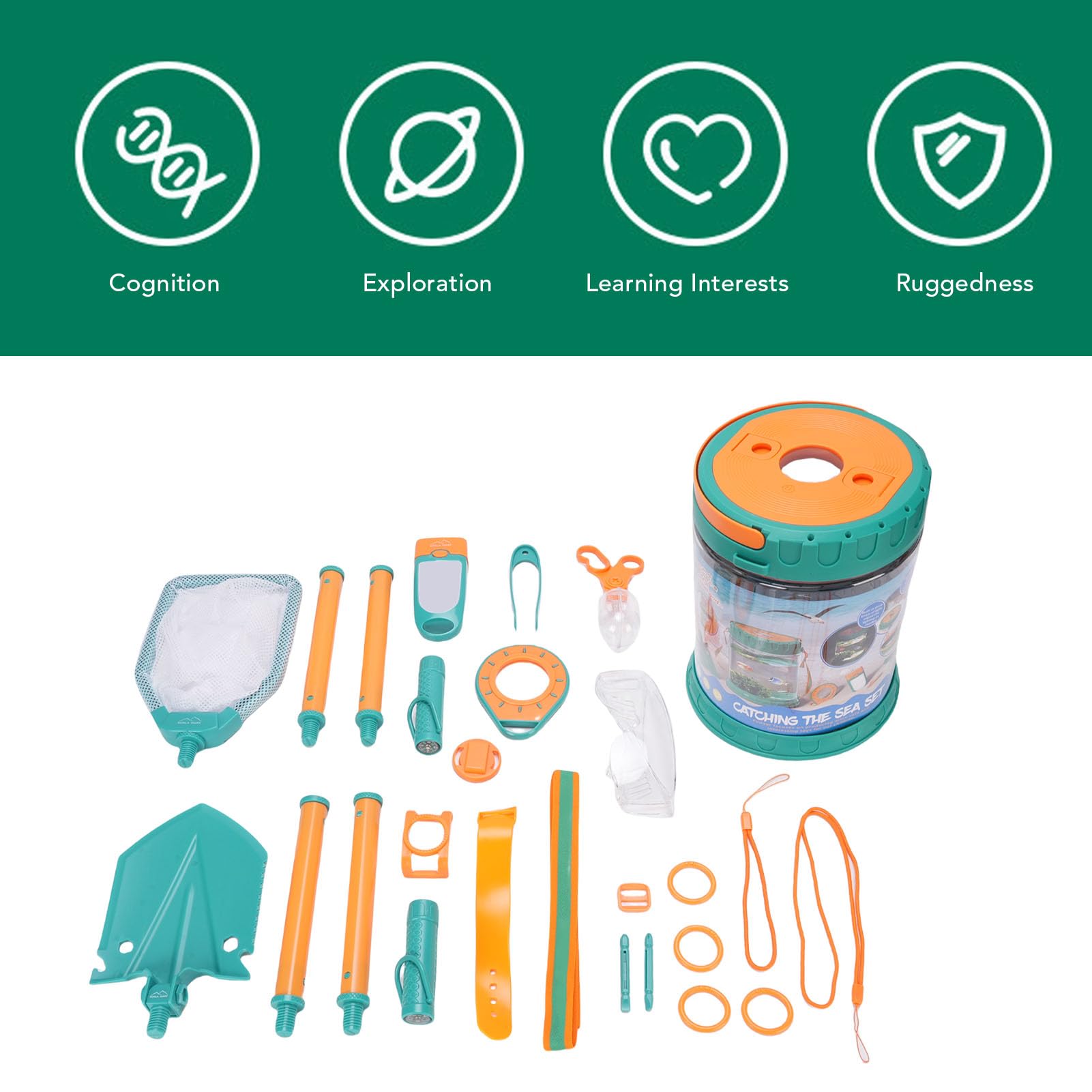 Srliya Ensemble de Jouets de Plage pour Enfants, Kit D'exploration, Kit D'aventure en Plein Air, Ensemble de Jouets de Plage, Outils de Sable Portables en Plastique avec Couvercle