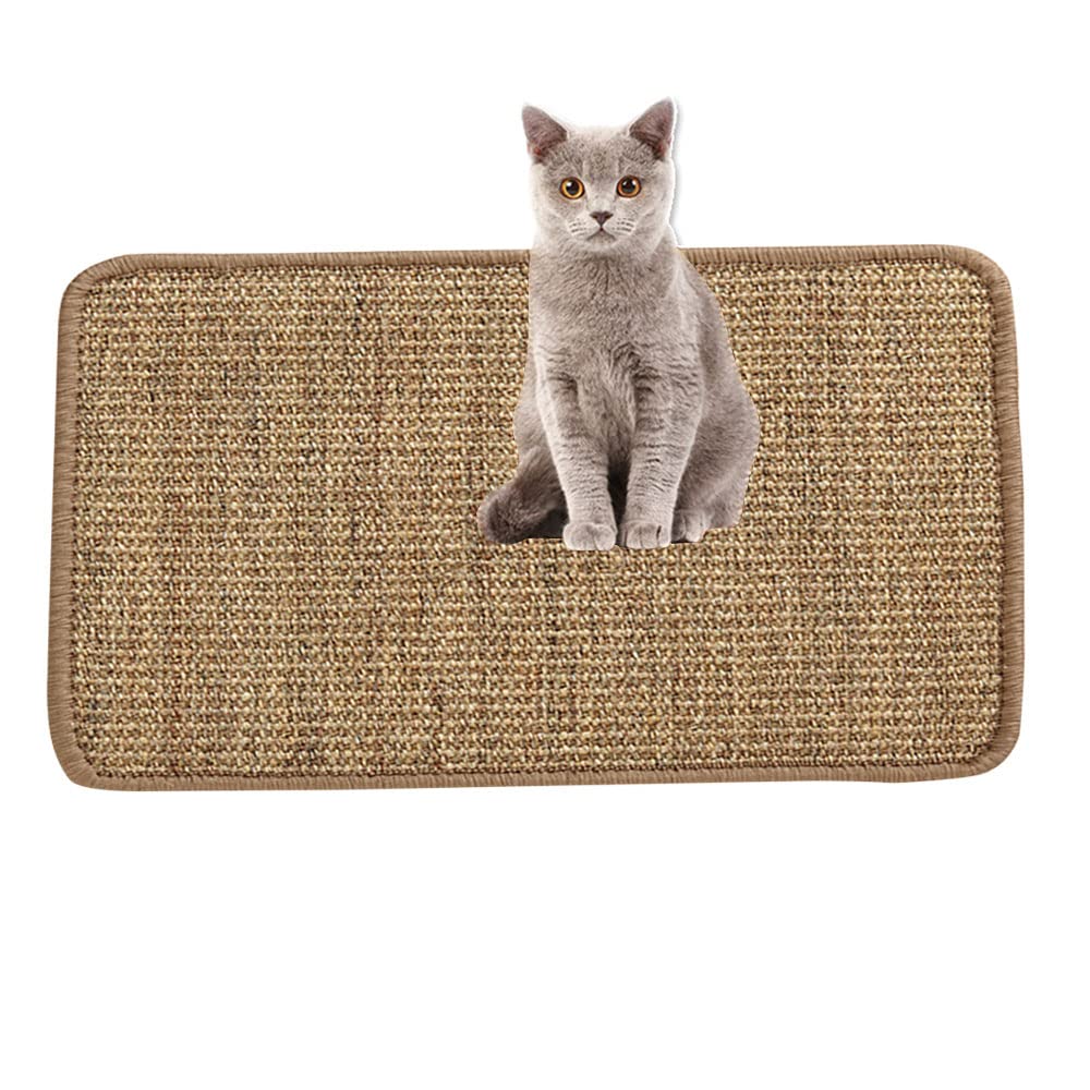 Lukery Cat Scratching Mat, Natural Sisal Cat Scratcher Pad, Cat Furniture Protector Effectively Sharpens Cat's Sharp Claws Suit for Large Medium Small Cat (30x40cm,Light brown)