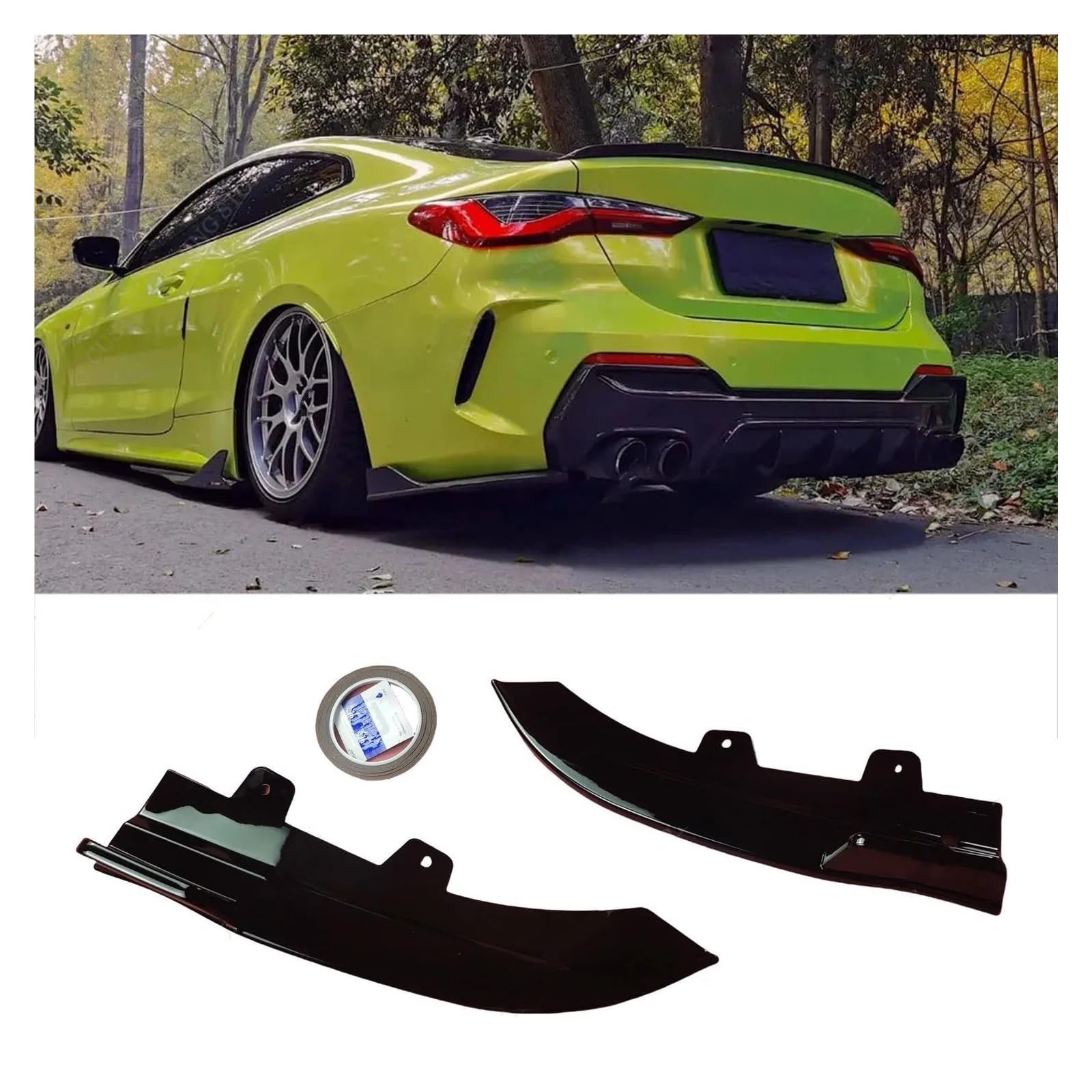 Gonne Laterali Splitter Laterali Paraurti Posteriore Per BMW G22 G22 Sport 430i 430d 430i M440d M440i 2020-2024 2DR Diffusore Paraurti Posteriore Minigonne Bodykit Splitter