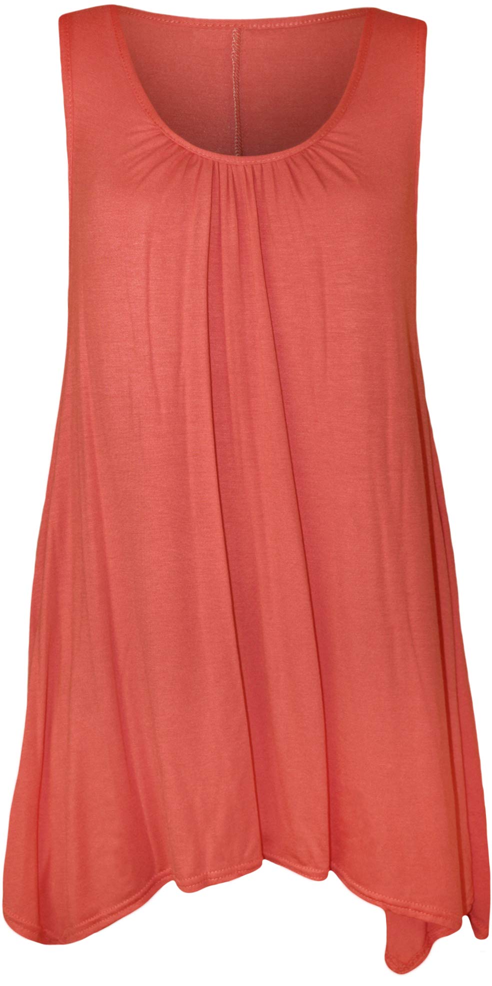 Wearall Women's Coral Plus Size Hanky Hem Long Sleeveless Scoop Neck Vest Top - 24-26
