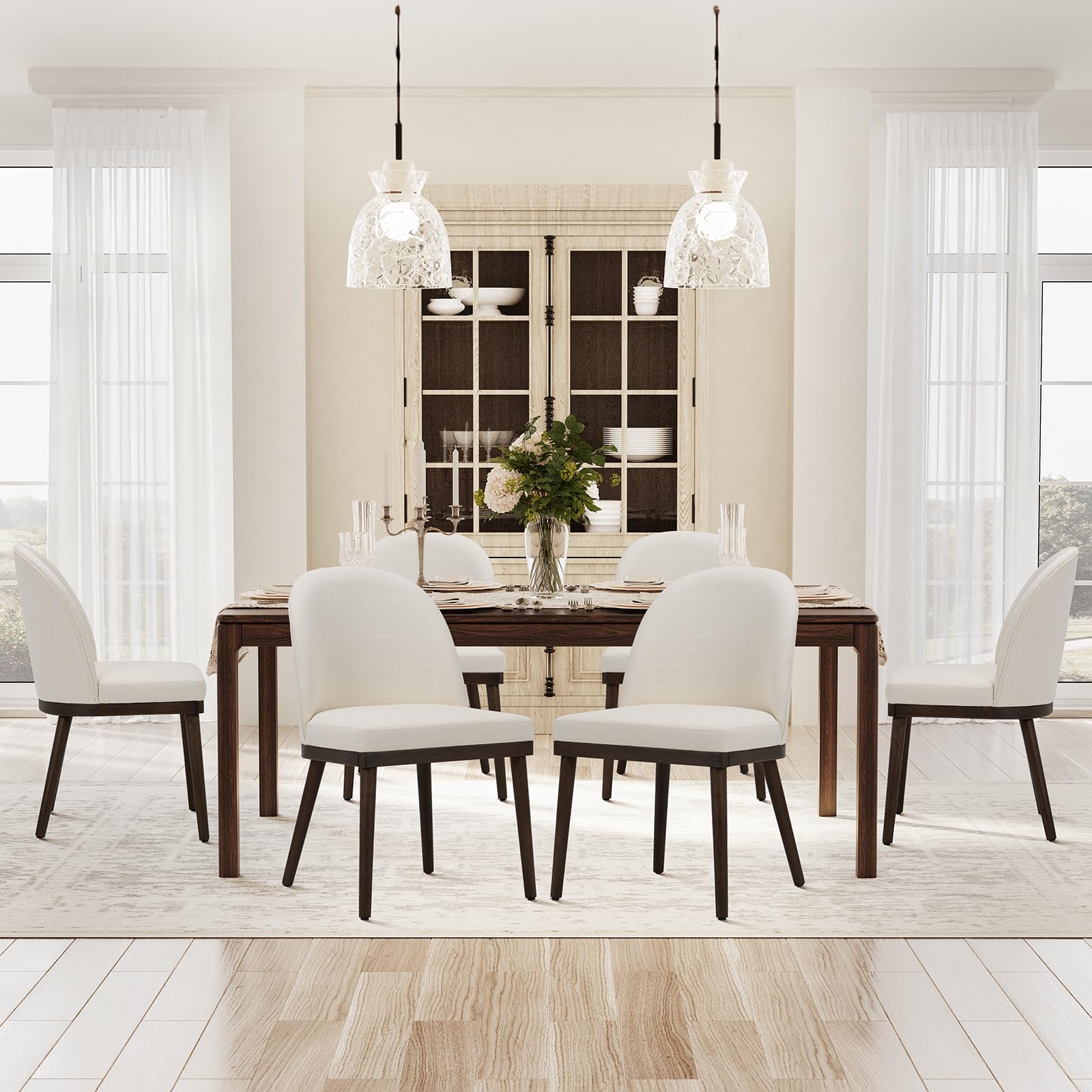 SIMILAR TO COLAMY Upholstered Dining Chairs Set of 6, Mid Century Modern Kitchen Chairs with Back, Farmhouse Fa