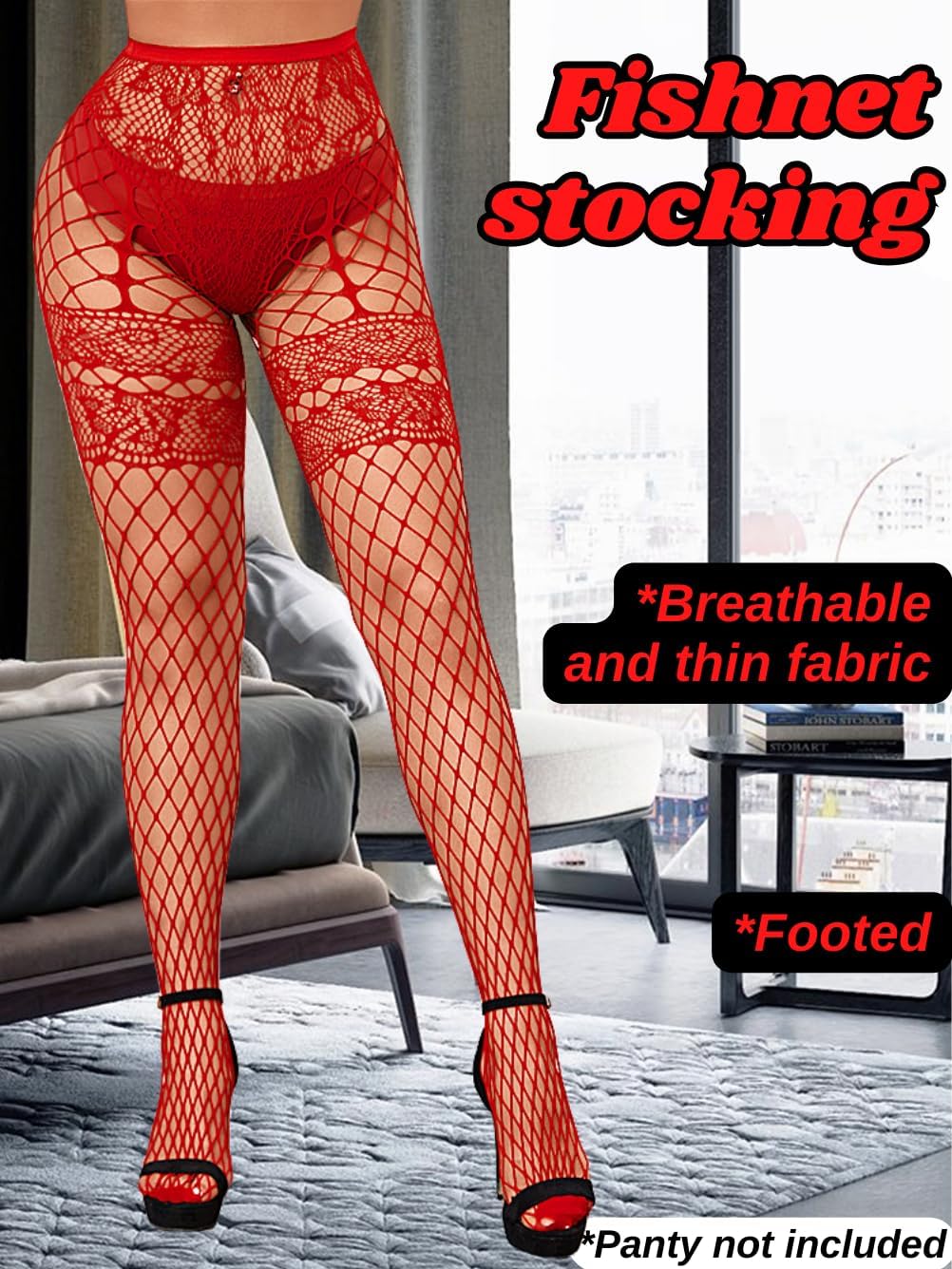 Sexy Wide Fishnet Tights, Floral Lace Garter Stockings For Women, Fishnets Fish Net Fits 0-18 - Image 3