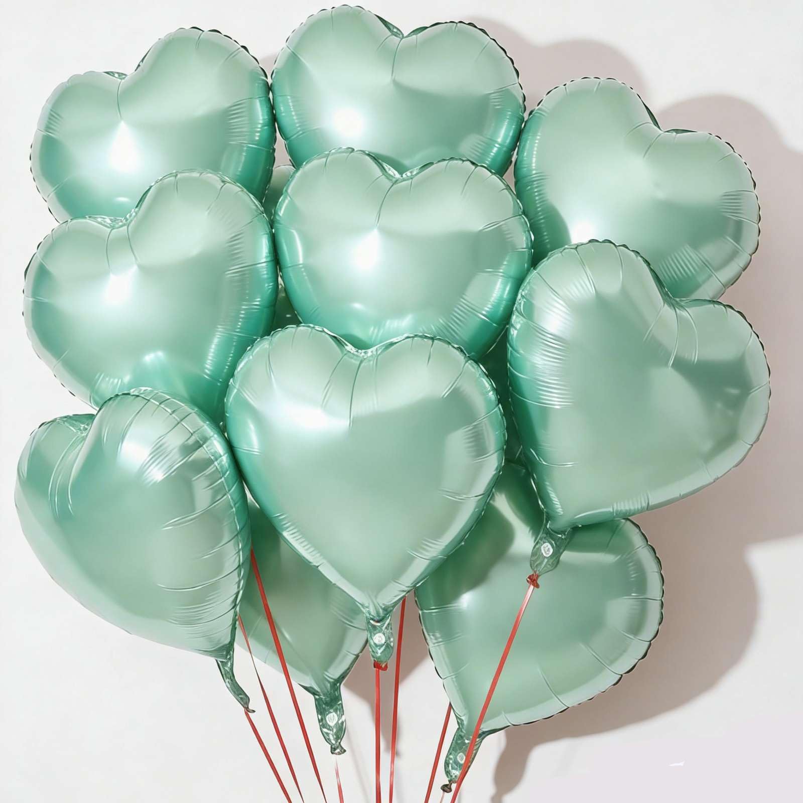 10Pcs Olive Green Foil Heart Shaped Balloons 18 Inch - Retro Green Heart for Baby Shower, Wedding, Valentine Decorations - Love Party Decor