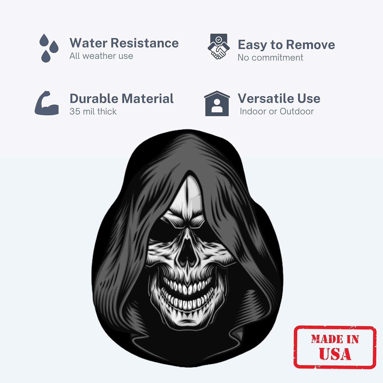 Magnetic Grim Reaper Head Decal for Fridge, Cars, Lockers or Mailboxes, Scary Halloween Decorative Magnet for Garage Doors, Funny Gag Gift, 4.5 x 5.5 inches image 2