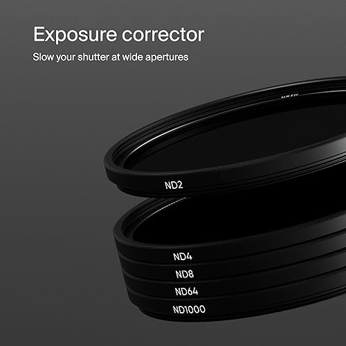 Miniatura 4 de Urth Kit de filtro de lente 5 en 1 de 3.031 in (Plus+)  Densidad neutra ND2, ND4, ND8, ND64, ND1000, 20 capas nano-revestidas, filtros ultradelgados