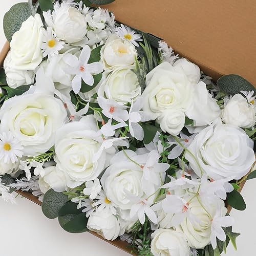 Miniatura 7 de Juego de 8 decoraciones de pasillo de boda, flores para respaldo de silla, decoración de boda para ceremonia con cintas de gasa, decoración de otoño