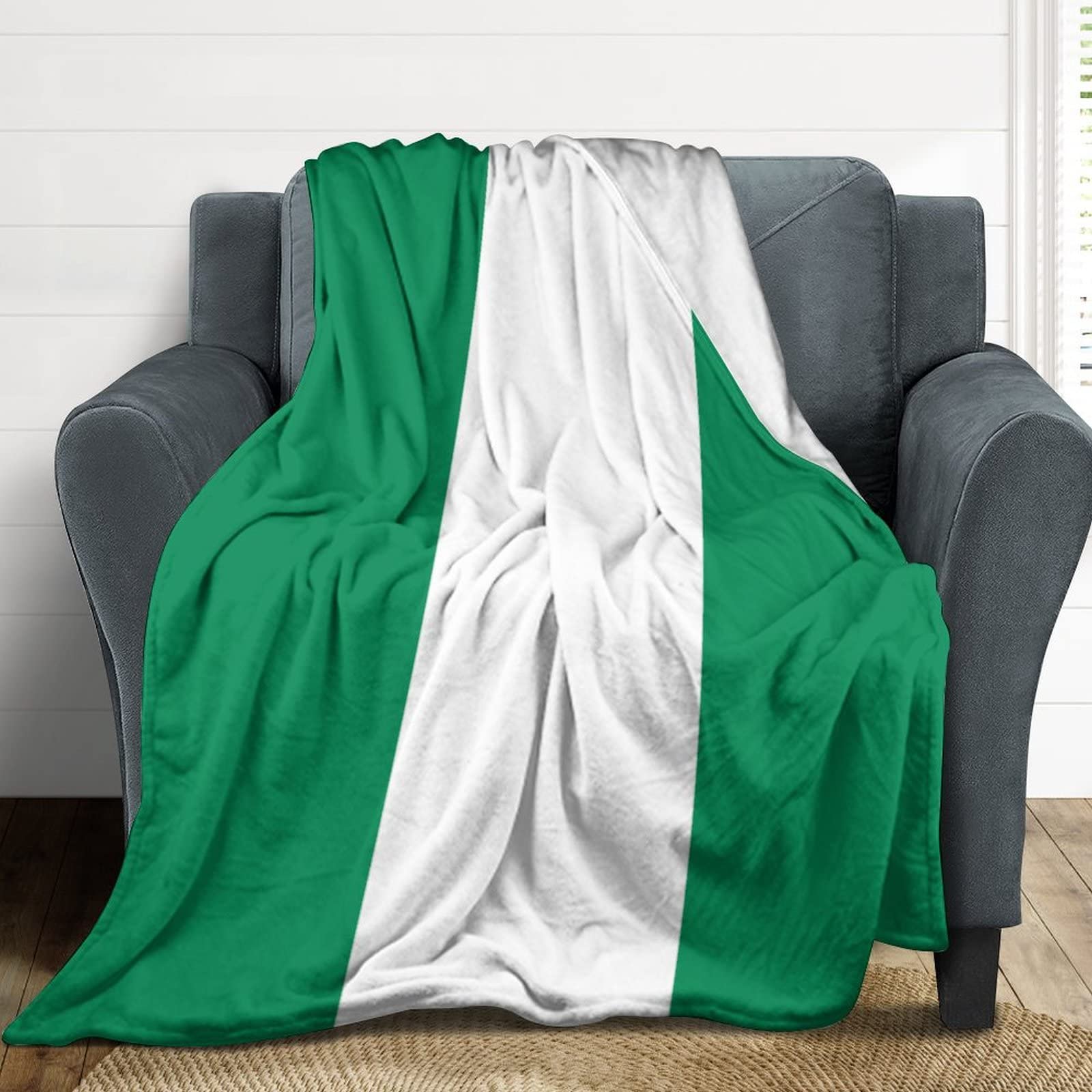 Couverture drapeau Nigeria pour canapé et salon, plaid flanelle doux 100x127cm