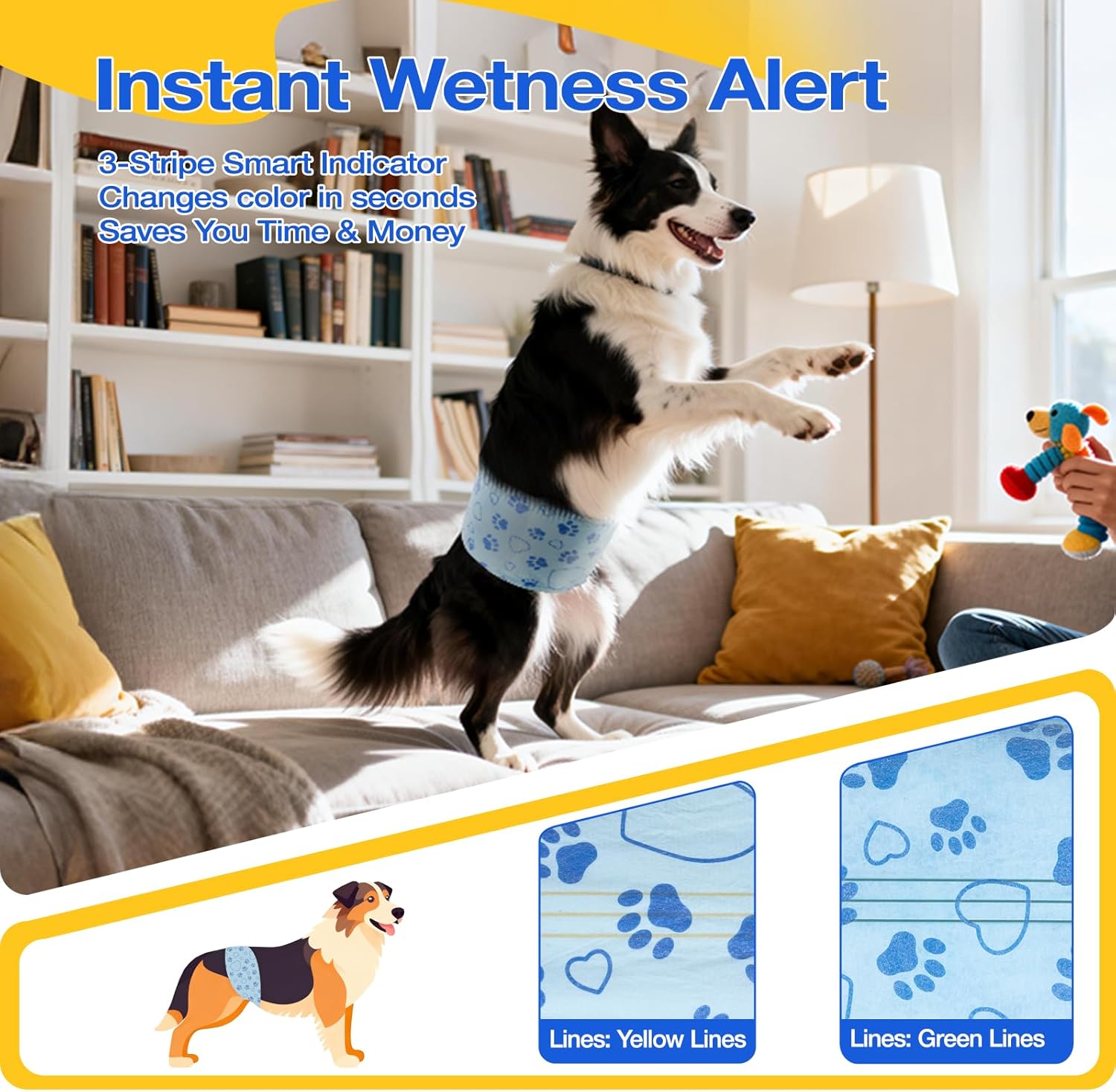 Male Dog Diapers with Wetness Indicator, Disposable Belly Band for Puppy Male Diapers, Doggie Wraps for Puppy Training, Incontinence (L, 52 Count)